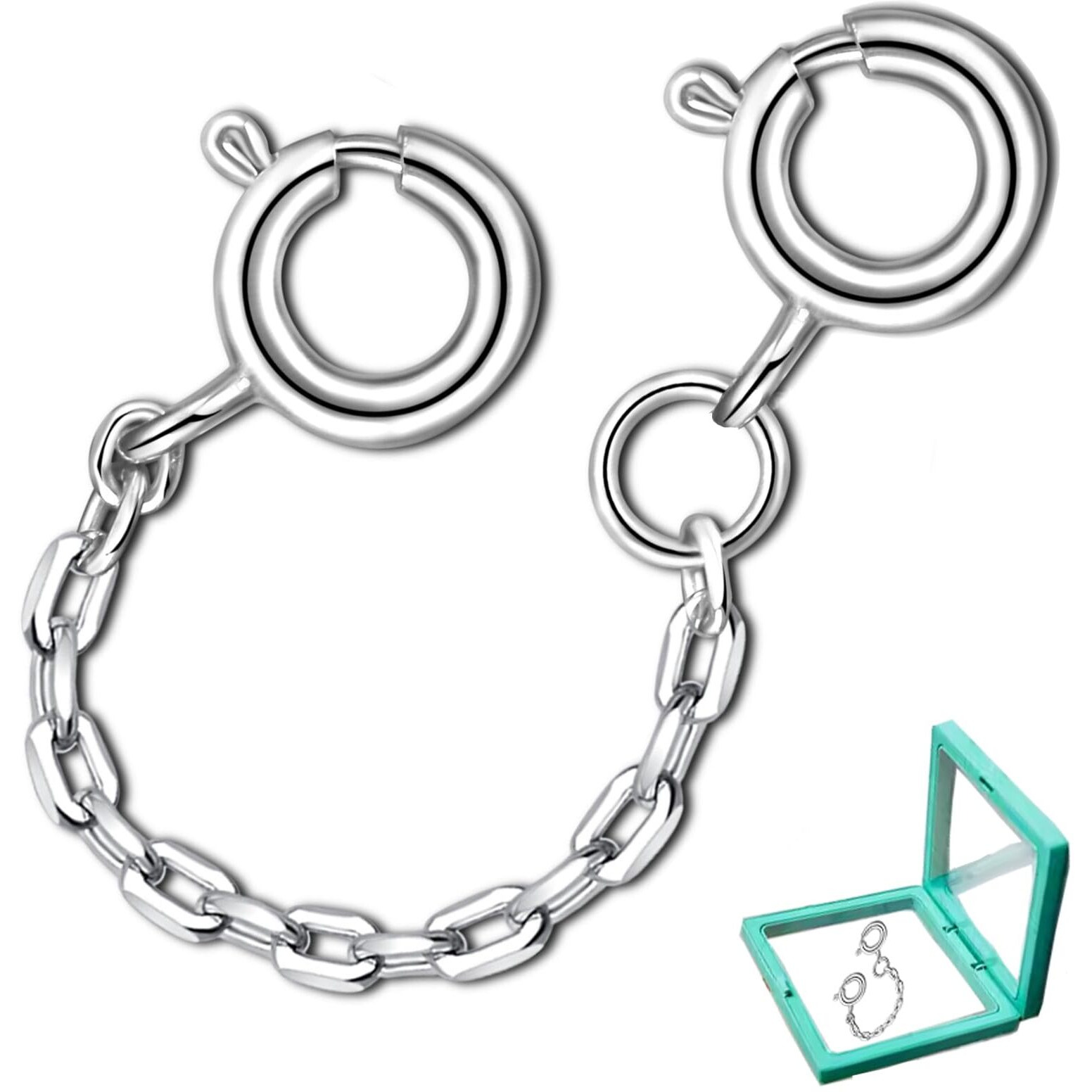 Necklace Extender Silver Sterling Chain Extension For Women Bracelet Safety Security Link For Normal Size Jewelry 3Mm Width 2.3 &quot&quot Length