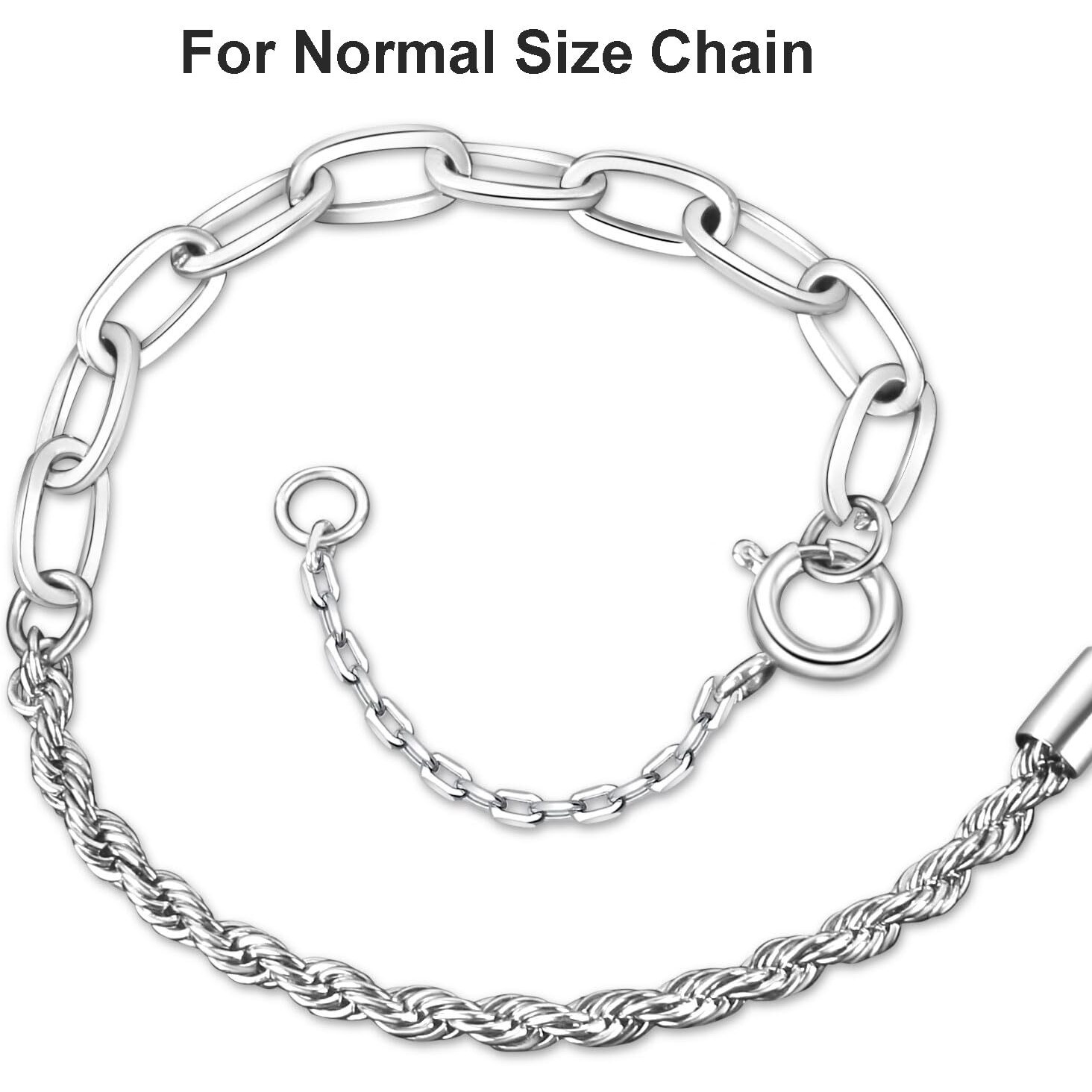 Necklace Extender Silver Sterling Chain Extension For Women Bracelet Safety Security Link For Normal Size Jewelry 3Mm Width 2.3 &quot&quot Length