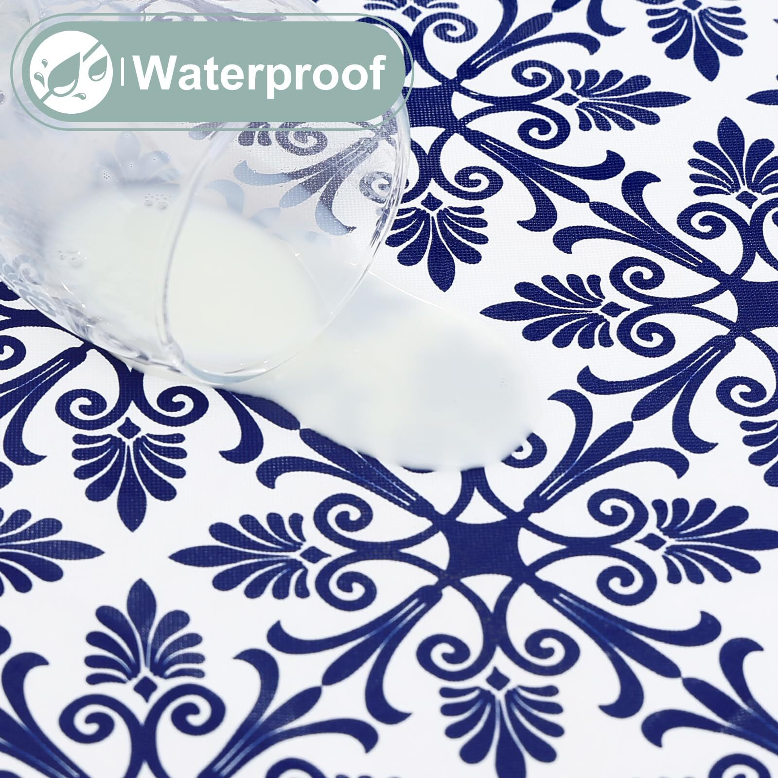 Misaya Rectangle Vinyl Table Cloth  Elastic Fitted Flannel Backed Tablecloth  100% Waterproof Plastic Table Cover Fits 6 Foot Folding Tables For Picnic  Camping  Outdoor (Navy Blue  30 &quot&quot X 72 &quot&quot)