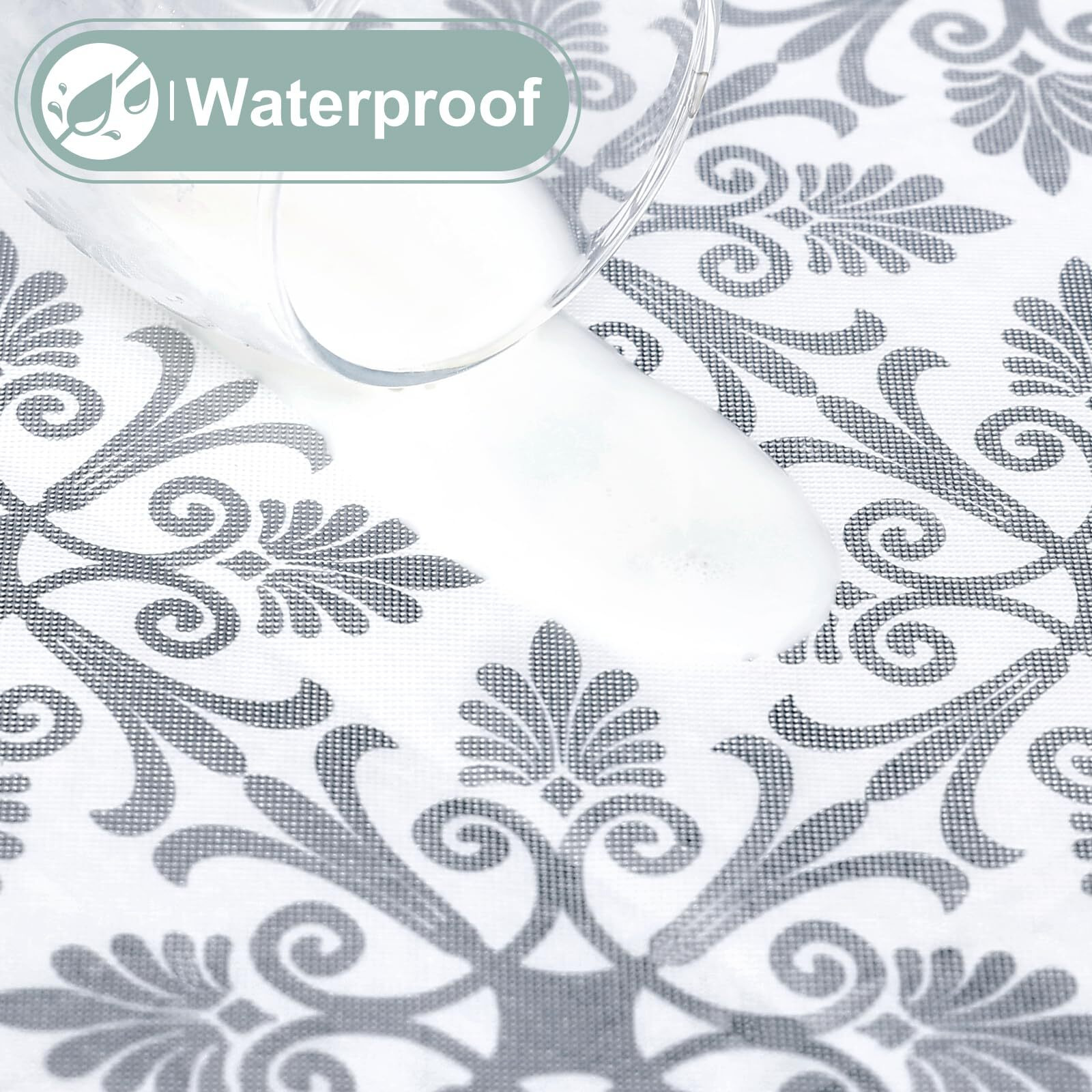 Misaya Rectangle Vinyl Table Cloth  Elastic Fitted Flannel Backed Tablecloth  100% Waterproof Plastic Table Cover Fits 6 Foot Folding Tables For Picnic  Camping  Outdoor (Silver Grey  30 "" X 72 "")