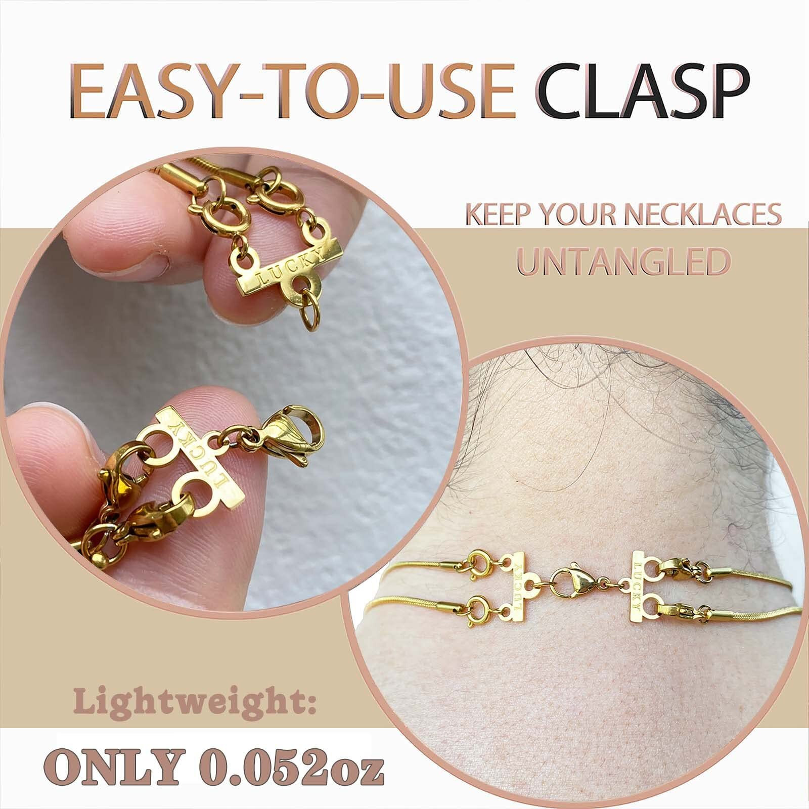 Lucky Necklace Layering Clasp 18K Gold And Silver Multi Strand Clasps For Stackable Necklaces