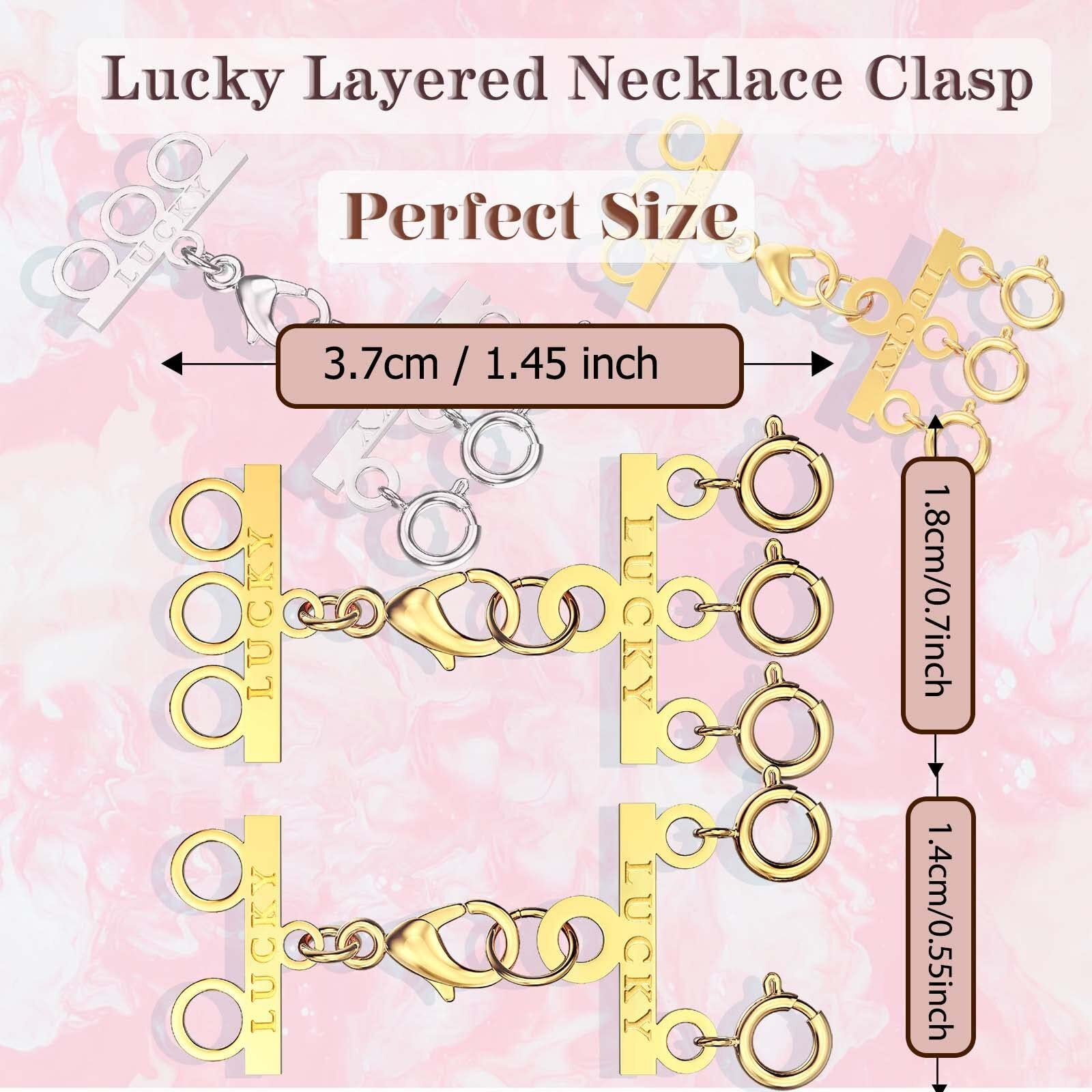Lucky Necklace Layering Clasp 18K Gold And Silver Multi Strand Clasps For Stackable Necklaces