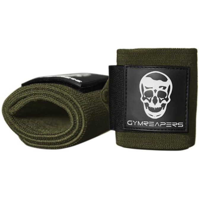 Gymreapers Wrist Wraps Weightlifting - Stiff Heavy Duty 18 Inch Wraps With Thick Thumb Loop For Powerlifting  Bodybuilding  Cross Training  & Heavy Presses (Od Green  24"")