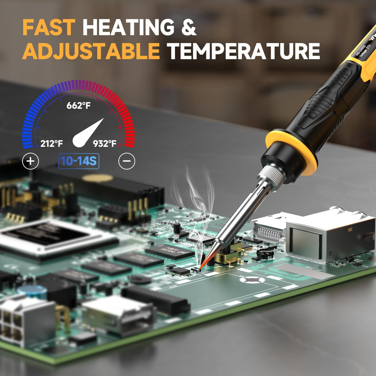 Cordless Soldering Station For Dewalt 20V Max Battery - With 2 Auxiliary Helpers Electric Digital Lcd Display Soldering Iron Station Fast Heating Up Soldering Station For Appliance Repair (Tool Only)