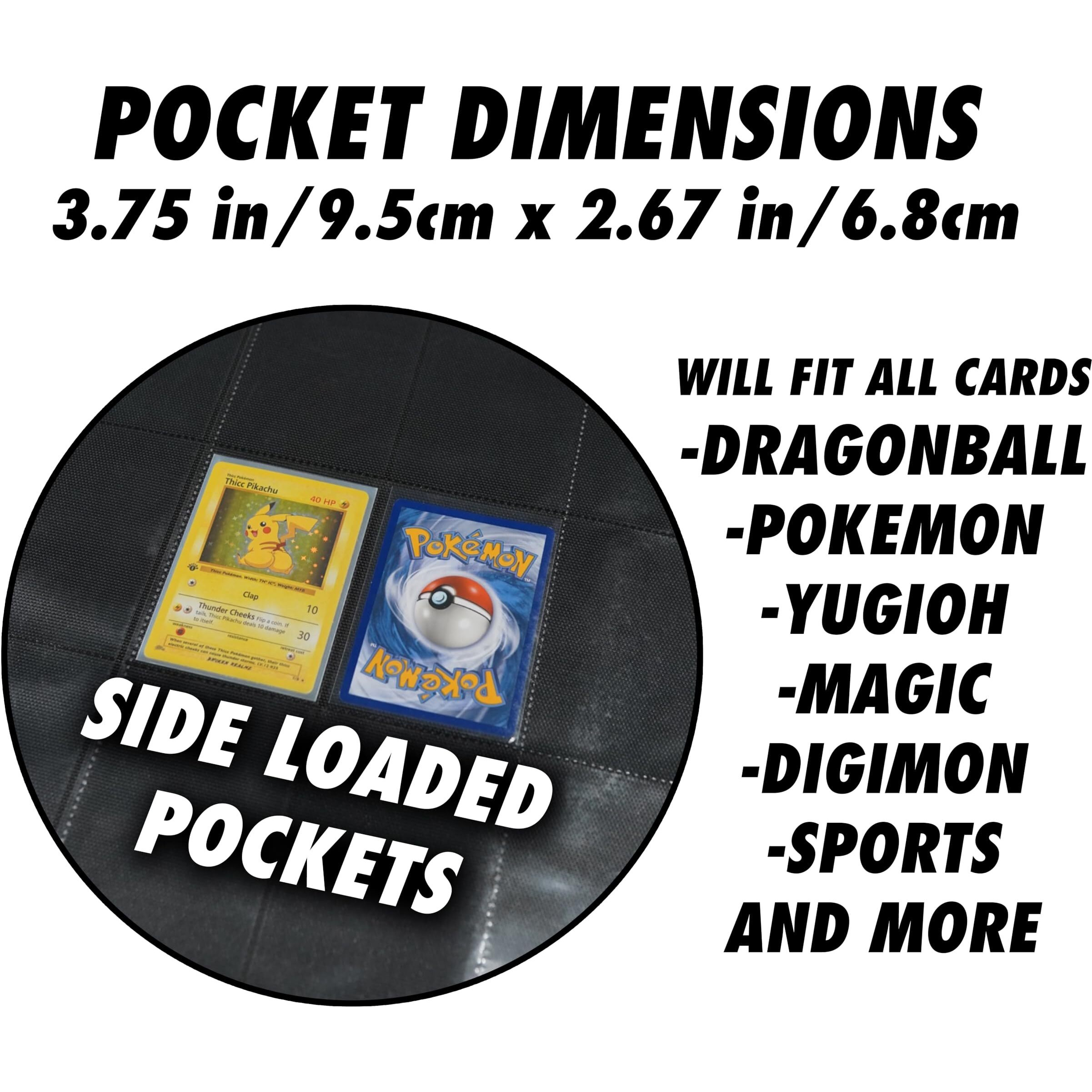 1280+ Cards 20 Pocket Card Binder Collector Card Album - Pages Compatible With Pokemon Cards  Sports Cards  Yugioh  Mtg And Other Tcg - Trading Card Sleeve With Side Loading Pockets (White/Red)