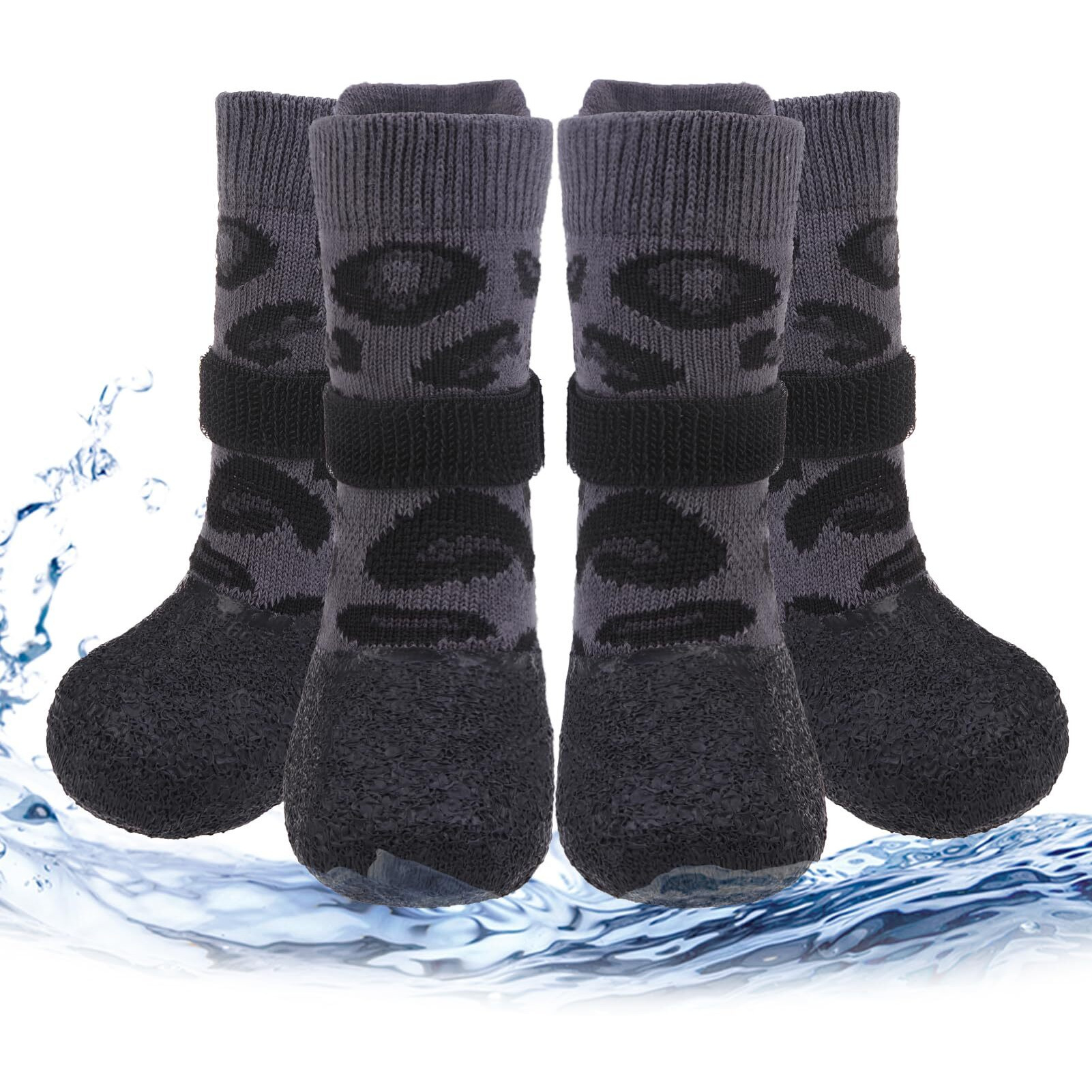 Pupteck Anti Slip Dogs Shoes For Hot/Cold Pavement  Senior Booties  Rubber Boots & Paw Protectors For Small Medium Large Size Dogs To Prevent Licking  Grippy Socks For Hardwood Floors  Leopard  Xl