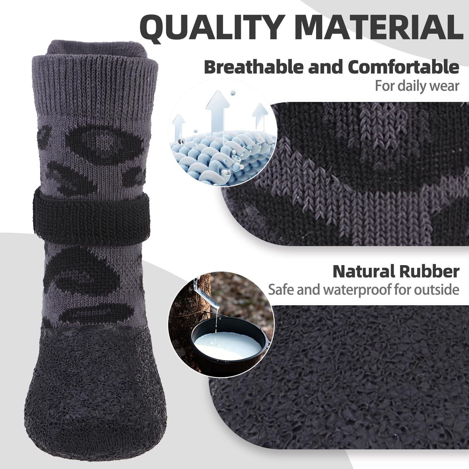 Pupteck Anti Slip Dogs Shoes For Hot/Cold Pavement  Senior Booties  Rubber Boots & Paw Protectors For Small Medium Large Size Dogs To Prevent Licking  Grippy Socks For Hardwood Floors  Leopard  Xl