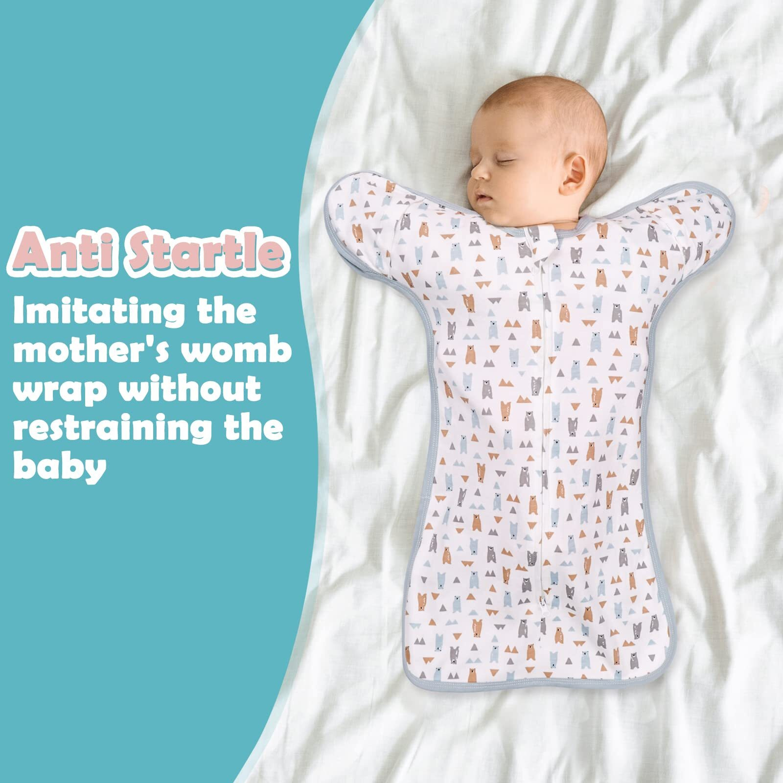 Julyfire 2 Pack Transition Swaddle With 2 Way Zipper  2 In 1 Arms In/Out Transitional Arms Up Swaddle  100% Cotton Newborn Swaddle Zipper Swaddles Baby Swaddling Sack Sleeping Sack 3-6 Months