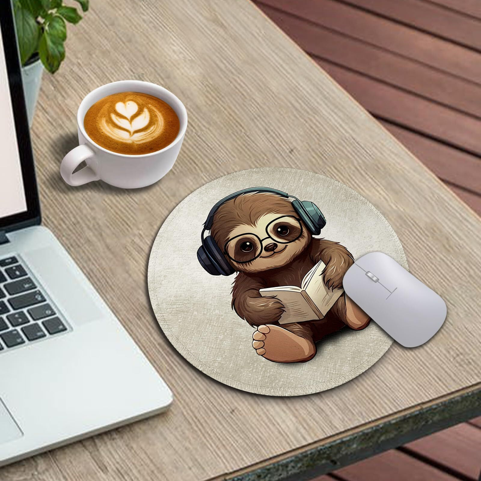 Immaturus Cute Sloth Mouse Pad  Funny Small Mouse Pads For Desk  Round Mousepad For Wireless Mouse Gaming Work Laptop  Mini Travel Computer Mouse Mat  Home Office Desk Accessories Office Supplies