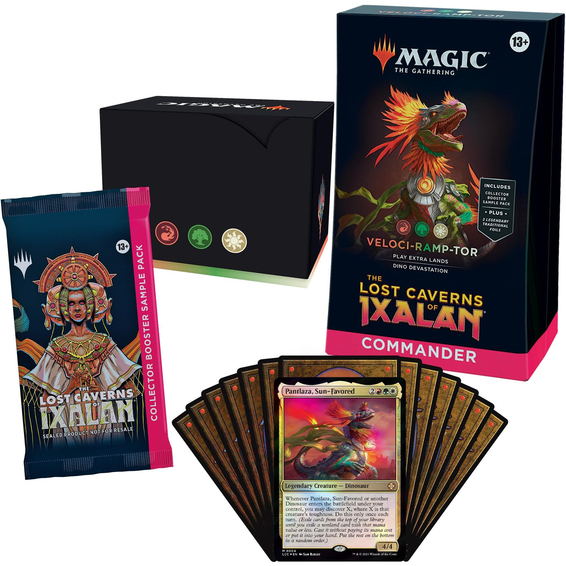 Magic The Gathering The Lost Caverns Of Ixalan Commander Deck - Veloci-Ramp-Tor (100-Card Deck  2-Card Collector Booster Sample Pack + Accessories)