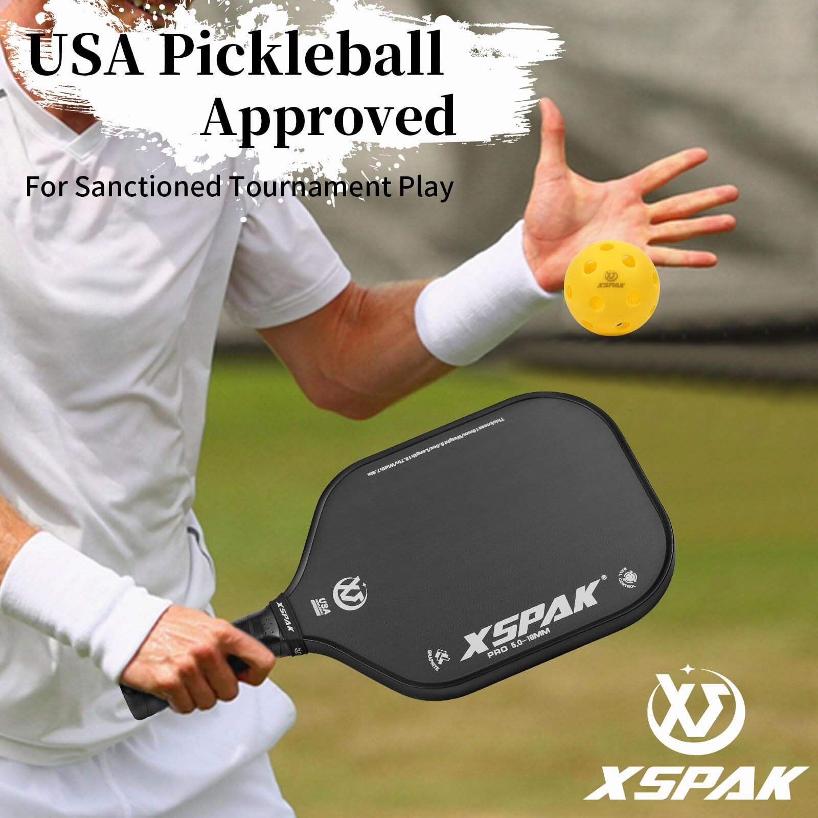 Xs Xspak Carbon Fiber Pickleball Paddle - Tournament Edition - World Champion Surface Technology Options Pickleball Racket - Usapa Polypropylene Honeycomb Paddle With Cushion Comfort Grip