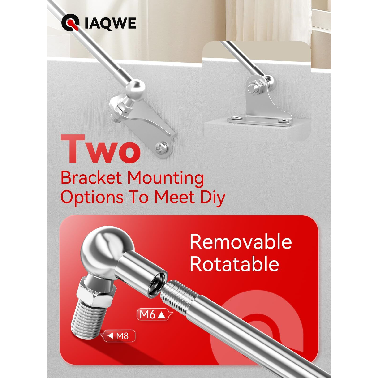 Iaqwe 25Inch 200Lbs/890N Gas Struts Springs Shocks Lift Support With L-Type Mounts For Boat Cover Rv Bed Storage Heavy Duty Toolbox Lid Trash Bin Cabinet Trap Door Trailer Floor Hatch 2Pcs