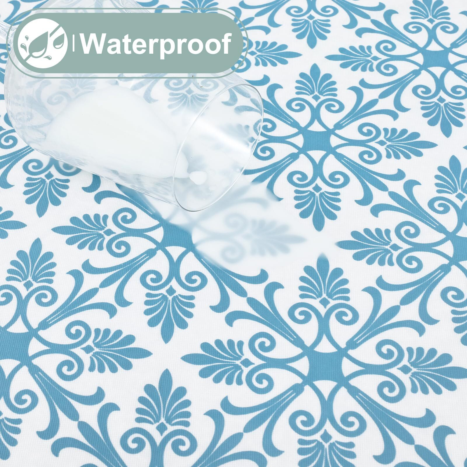 Misaya Rectangle Vinyl Table Cloth  Elastic Fitted Flannel Backed Tablecloth  100% Waterproof Plastic Table Cover Fits 5 Foot Folding Tables For Picnic  Camping  Outdoor (Aqua  30 "" X 60 "")