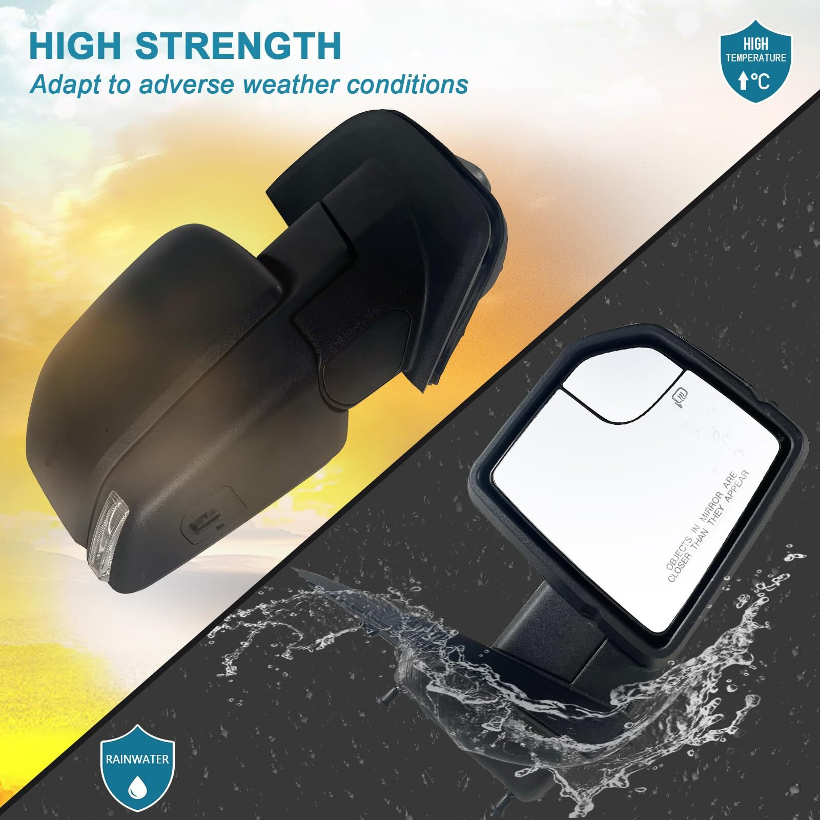 Lqito Right Passenger Side Mirror With Power Glass  Outdoor Temperature Sensor Turn Signal And Manual Folding Fits 2015-2020 Ford F150 Without Heated Replace Jl3Z17682Ca (8 Pins)