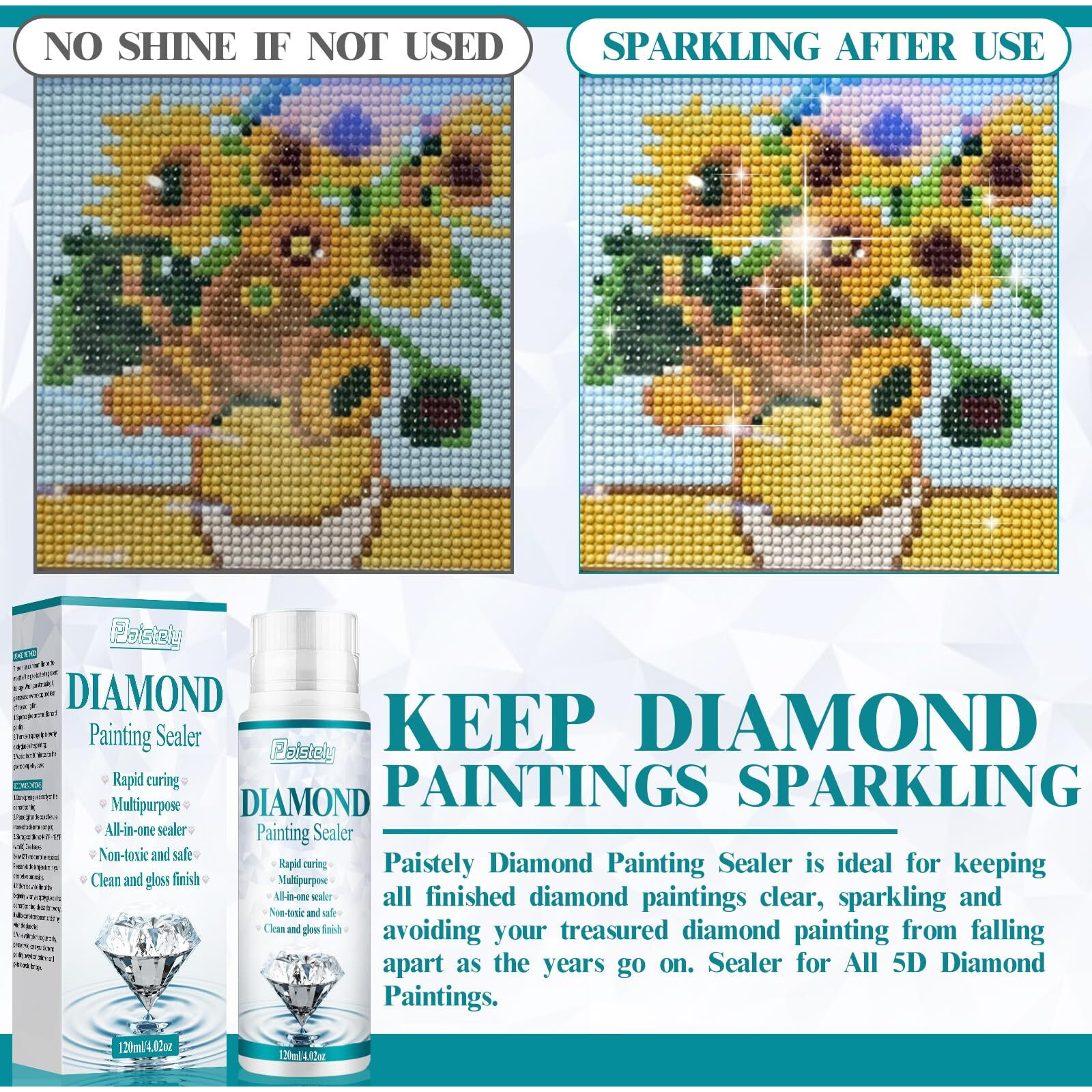 Diamond Painting Sealer  Puzzle Glue Clear  Diamond Painting Accessories With Permanent Fixation And Shining Effect  Diamond Painting Art Glue For 5D Diamond Painting  Puzzle And Diy Crafts (120Ml*3)