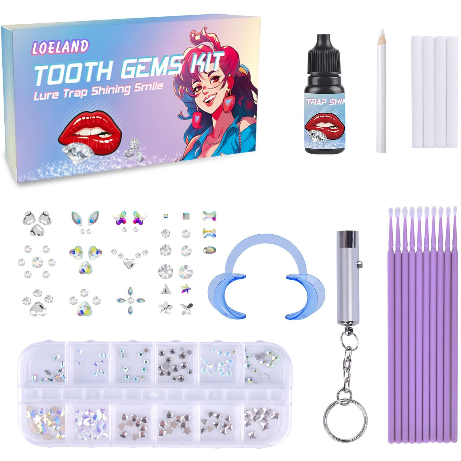 Loeland Tooth Gem Kit  Diy Crystals Jewelry Kit Teeth Gems Set  Professional Fashionable Tooth Gems For Teeth  Teeth Jewelry Starter Kit