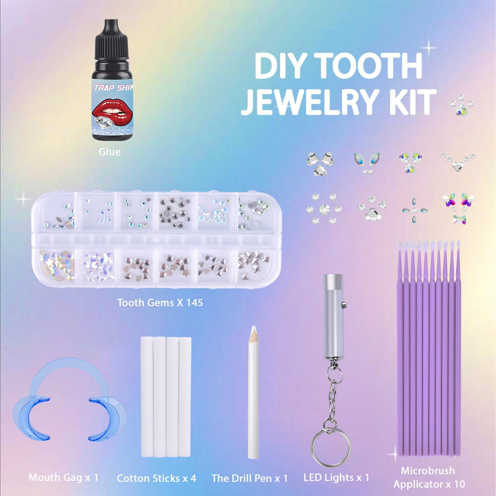 Loeland Tooth Gem Kit  Diy Crystals Jewelry Kit Teeth Gems Set  Professional Fashionable Tooth Gems For Teeth  Teeth Jewelry Starter Kit