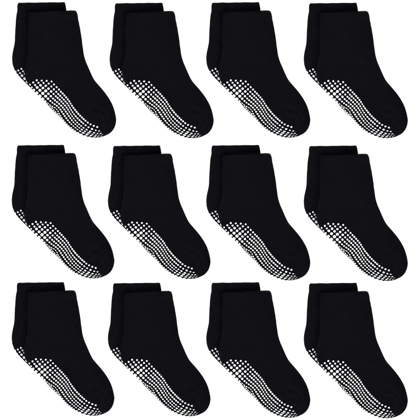 Tphon Toddler Socks  Kids Grip Socks 12 Pairs Non Slip Boys Sock For 1-3 Years Infants Baby Children