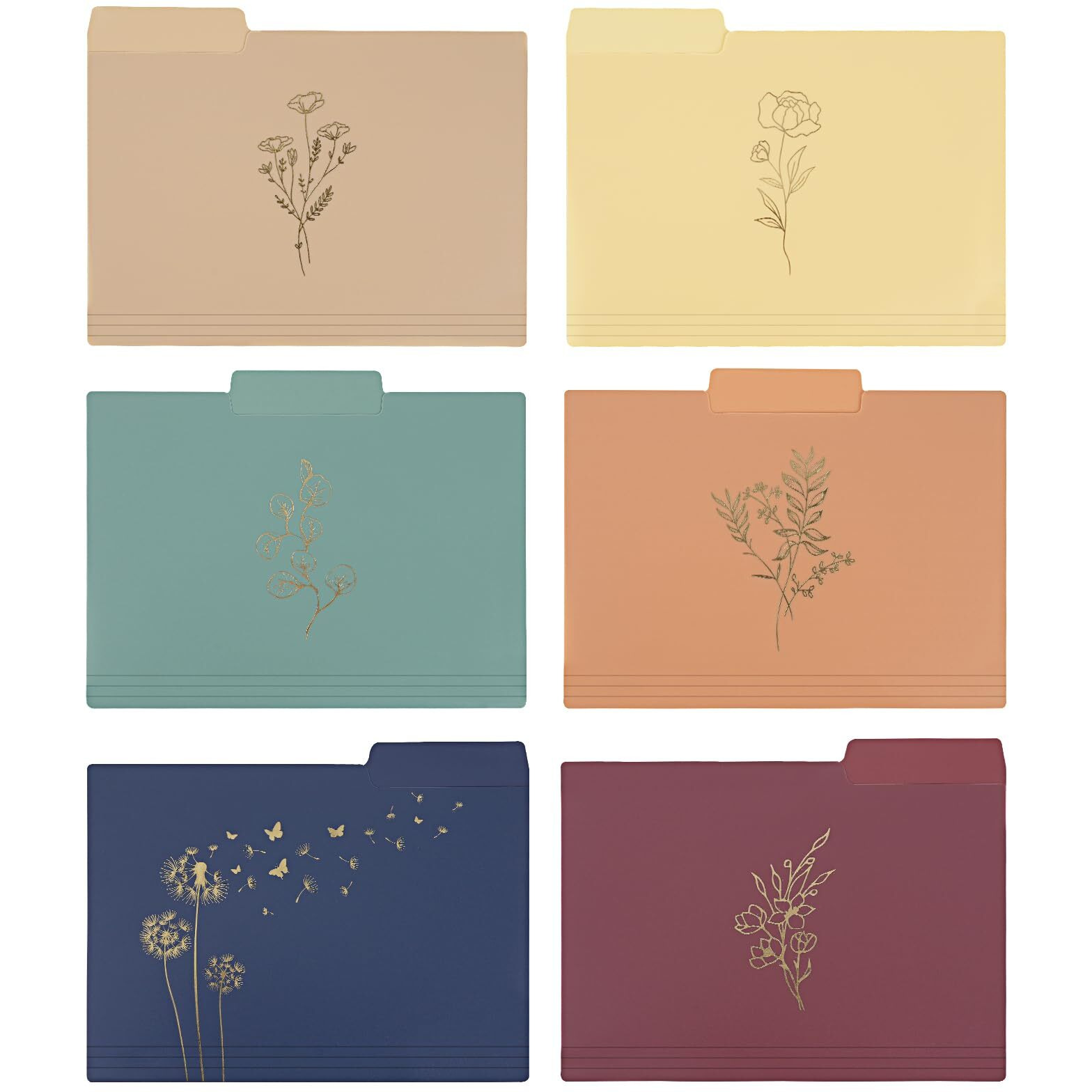 Eoout 18 Pack Decorative File Folders Floral Cute Folders With Gold Foil Vintage Colored Poly File Folder 8.6 X 11.6 Inch 1/3 Cut Tab Letter Size For Office School Home