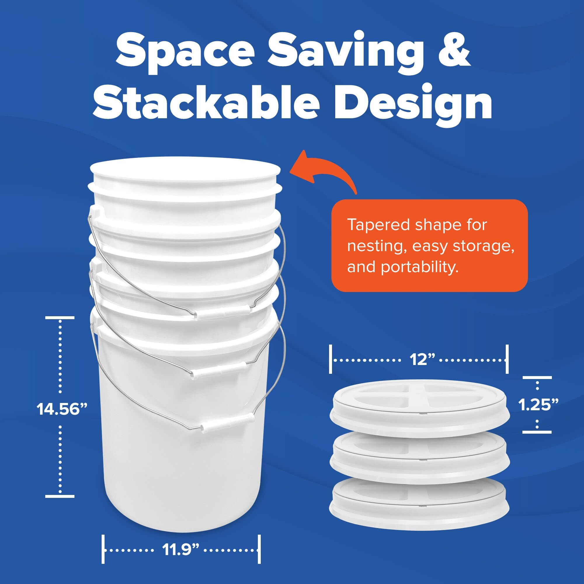 Epackagesupply 5 Gallon Bucket With Gamma Seal Airtight Lid | Made In Usa | Food Grade | Heavy-Duty Premium Hpde Plastic | Durable 90 Mil All Purpose Pail | Easy Stack And Store | Bpa Free  3 Count