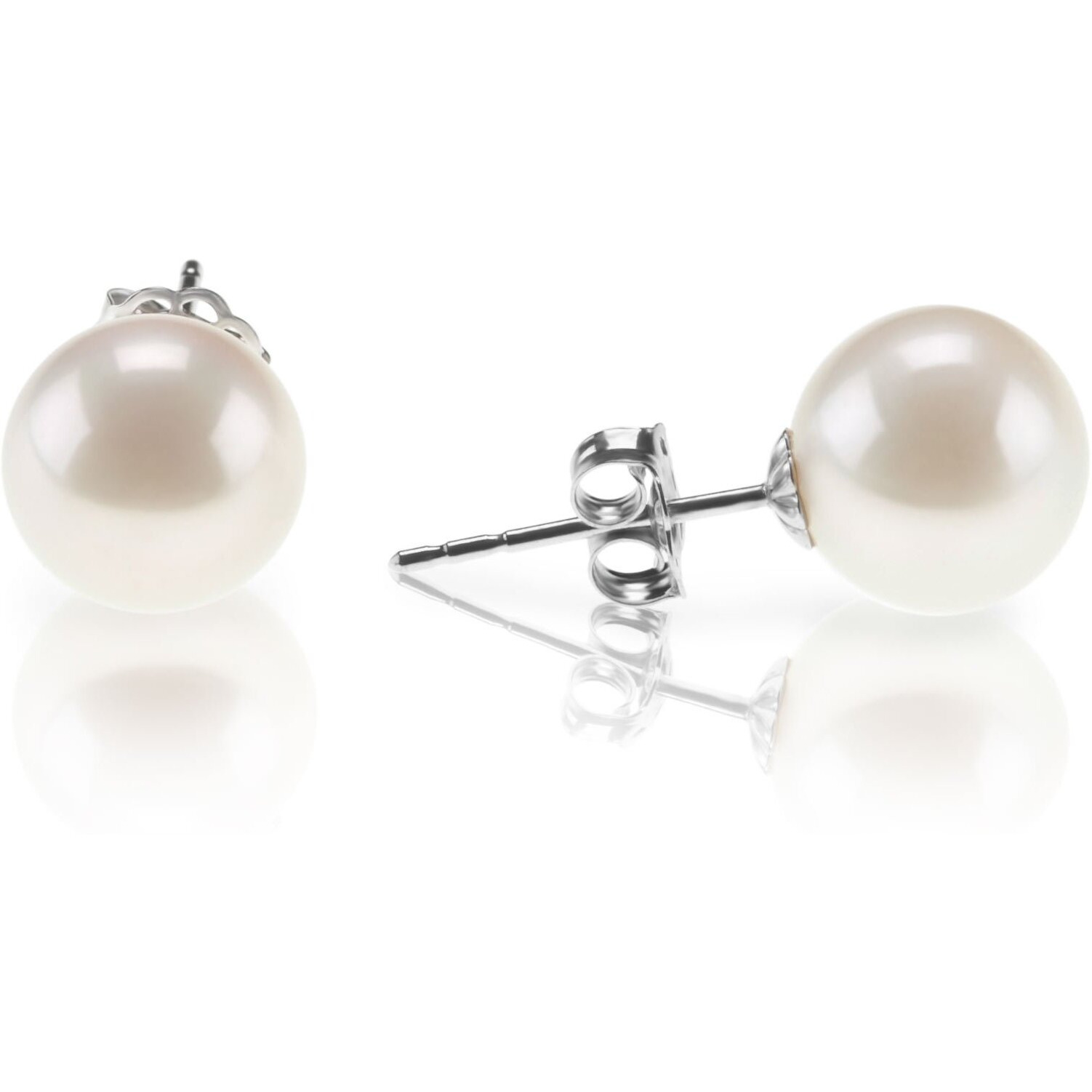 Pavoi 18K Gold Plated Sterling Silver Round Stud White Simulated Shell Pearl Earrings - 8Mm