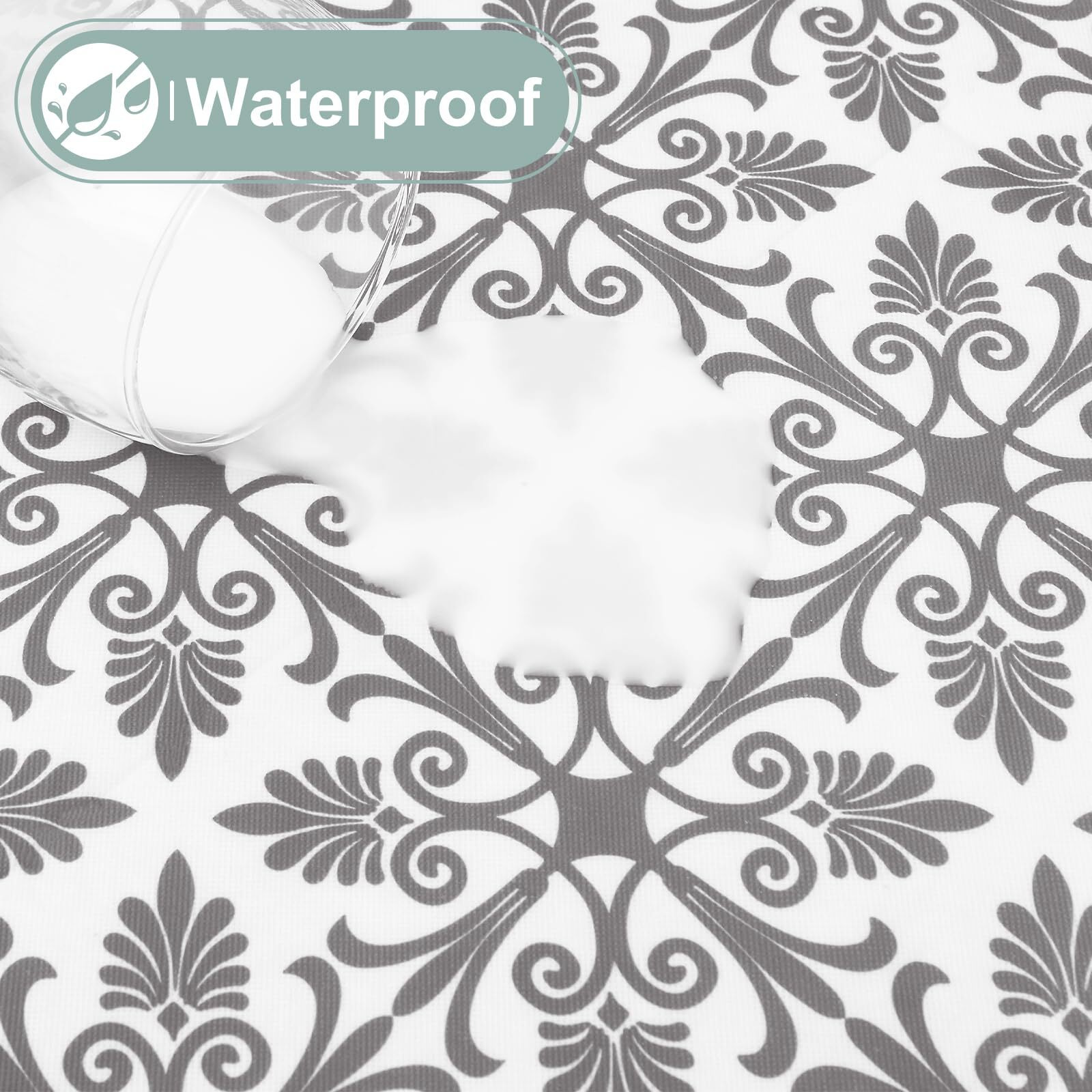 Misaya Rectangle Vinyl Table Cloth  Elastic Fitted Flannel Backed Tablecloth  100% Waterproof Plastic Table Cover Fits 8 Foot Folding Tables For Picnic  Camping  Outdoor (Grey  30 "" X 96 "")