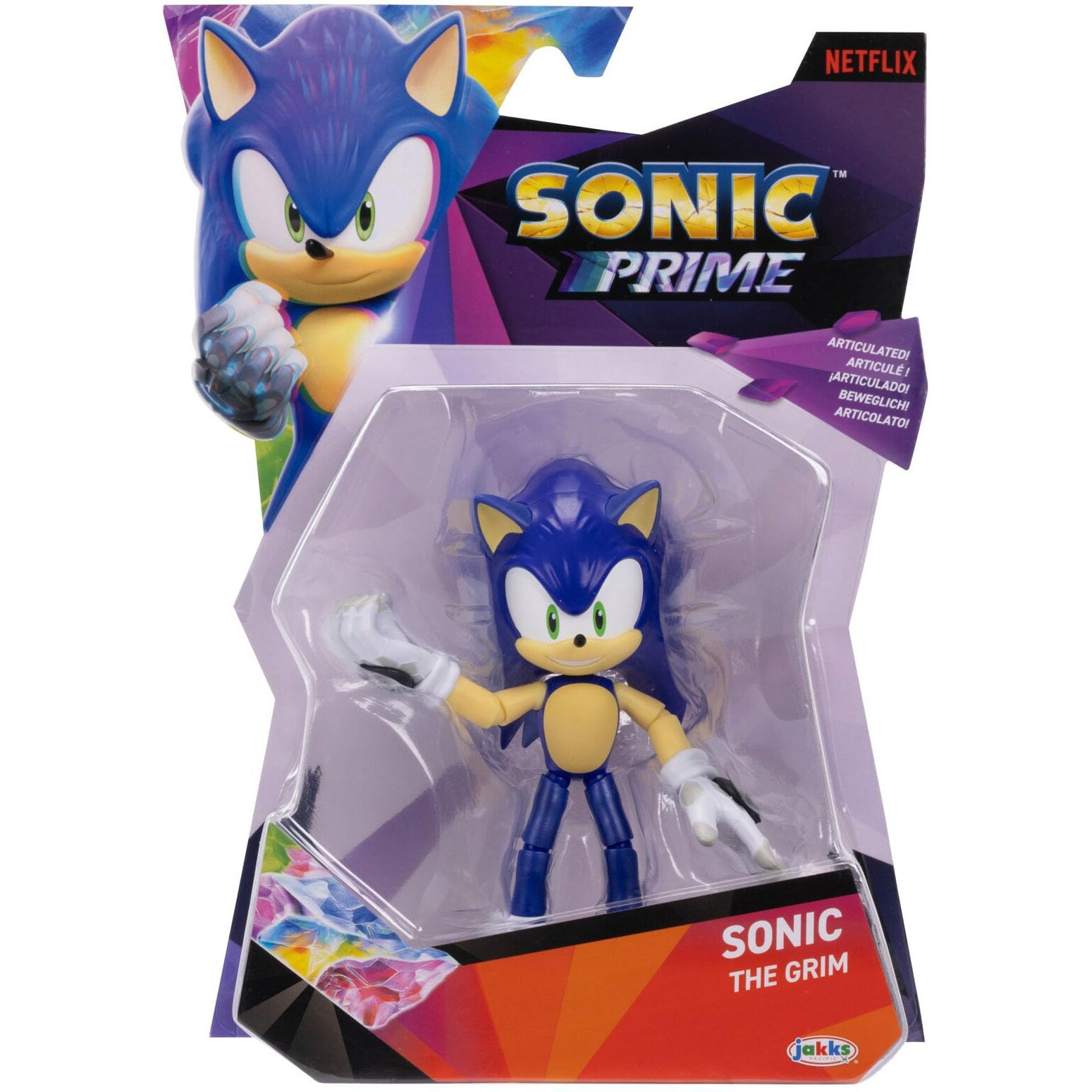 Sonic Prime 5-Inch Sonic - The Grim Action Figure 13 Points Of Articulations. Ages 3+ (Officially Licensed By Sega And Netflix)