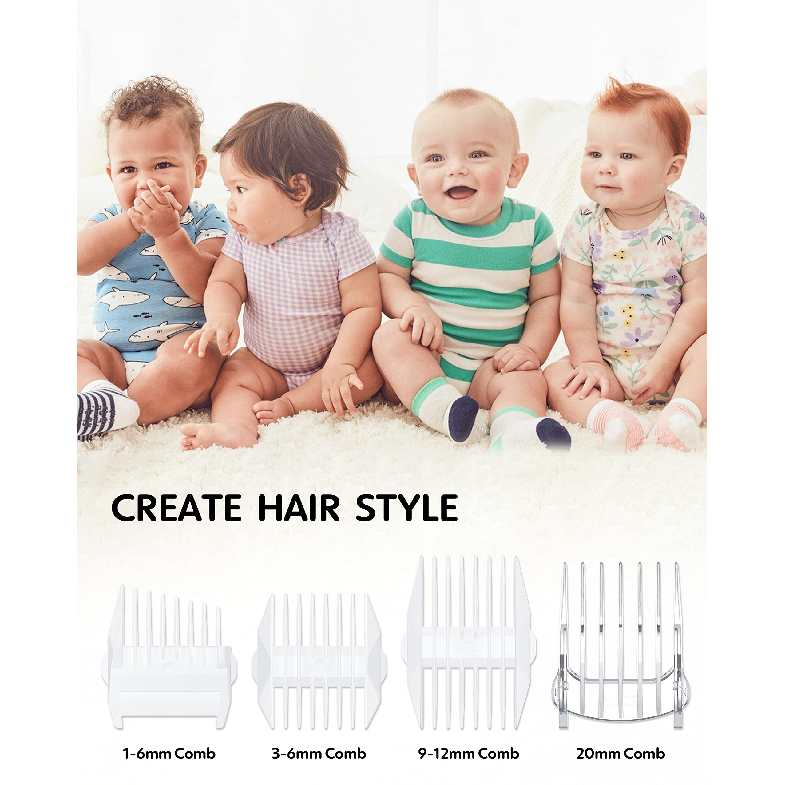 Baby Hair Clippers Quiet Hair Trimmer For Kids Toddler  Silent Hair Clippers For Children With Autism  Waterproof Rechargeable Cordless Ceramic Blade Haircut Kit