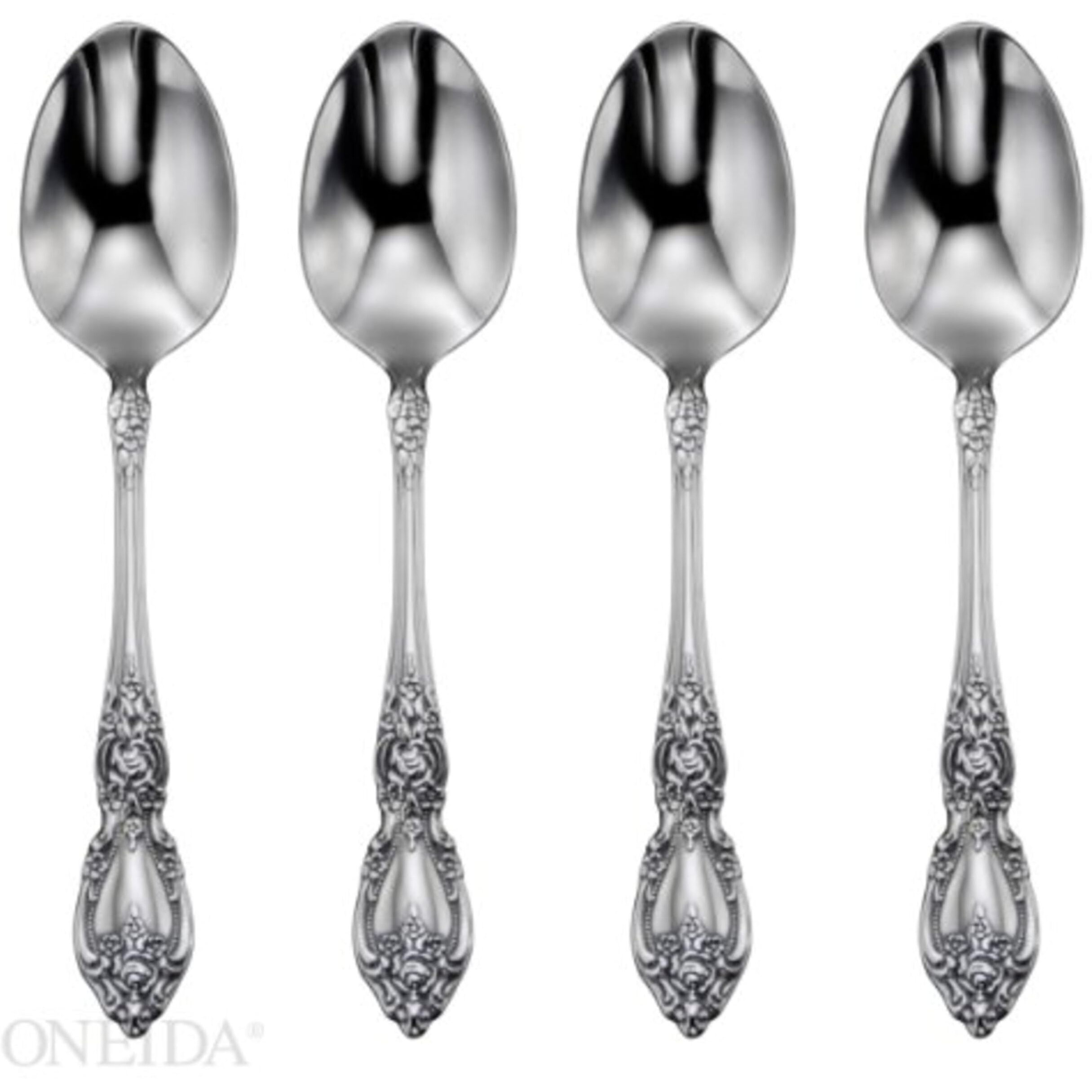 Oneida Wordsworth Everyday Flatware Dinner Spoons 18/0 Stainless Steel  Set Of 4  Silver