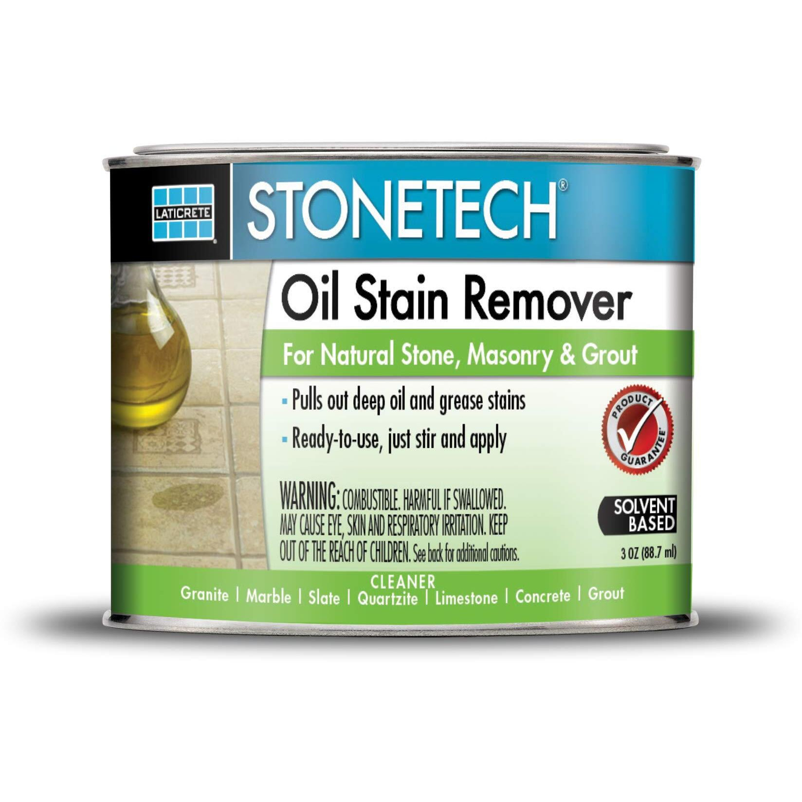 Stonetech Oil Stain Remover  Cleaner For Natural Stone  Grout  & Masonry  3Oz (88.7Ml) Can