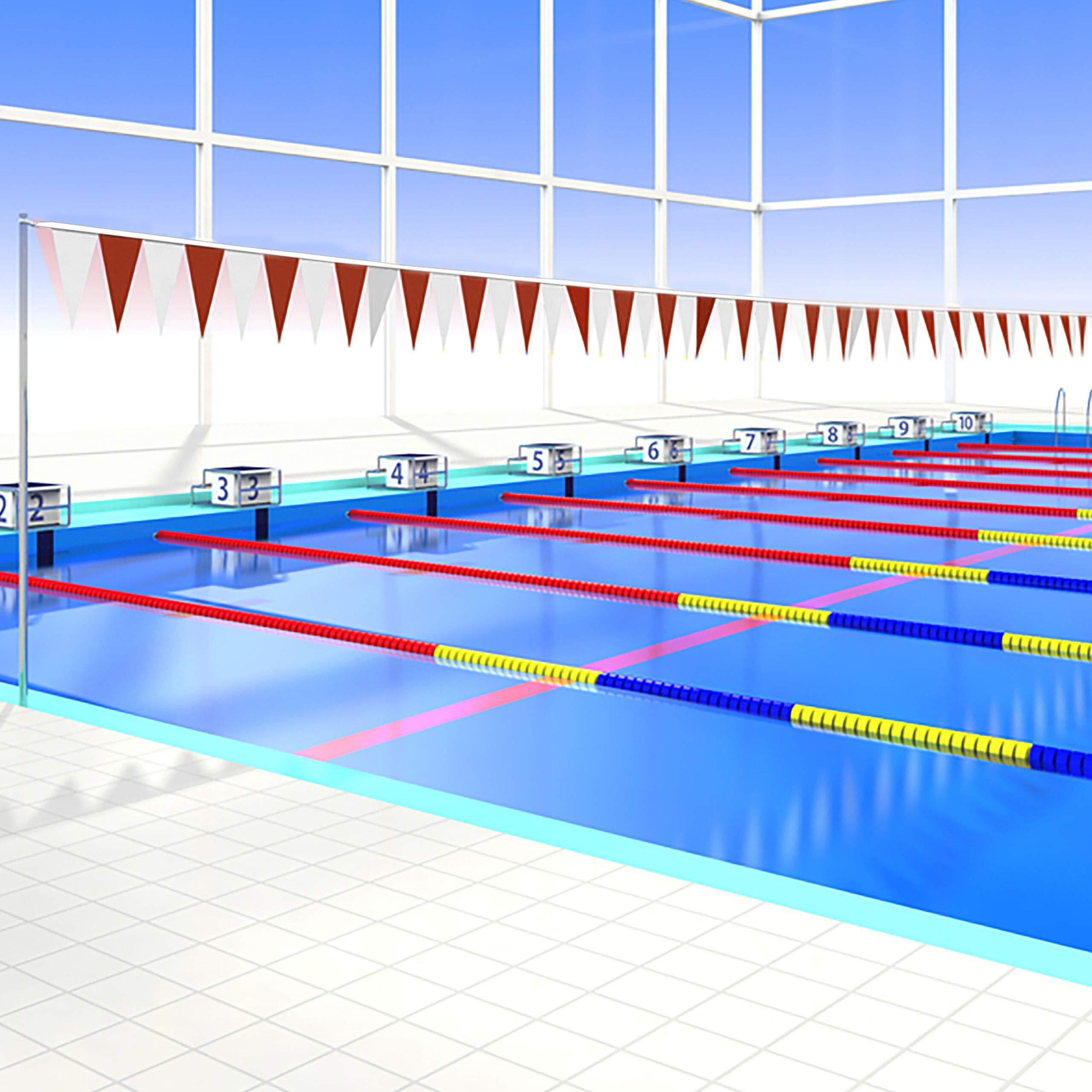 Water Gear Backstroke Flags - Meets All Regulations - Heavy-Duty Vinyl - Great For Swimmers And Divers - Competitive Swim Gear - Red/White