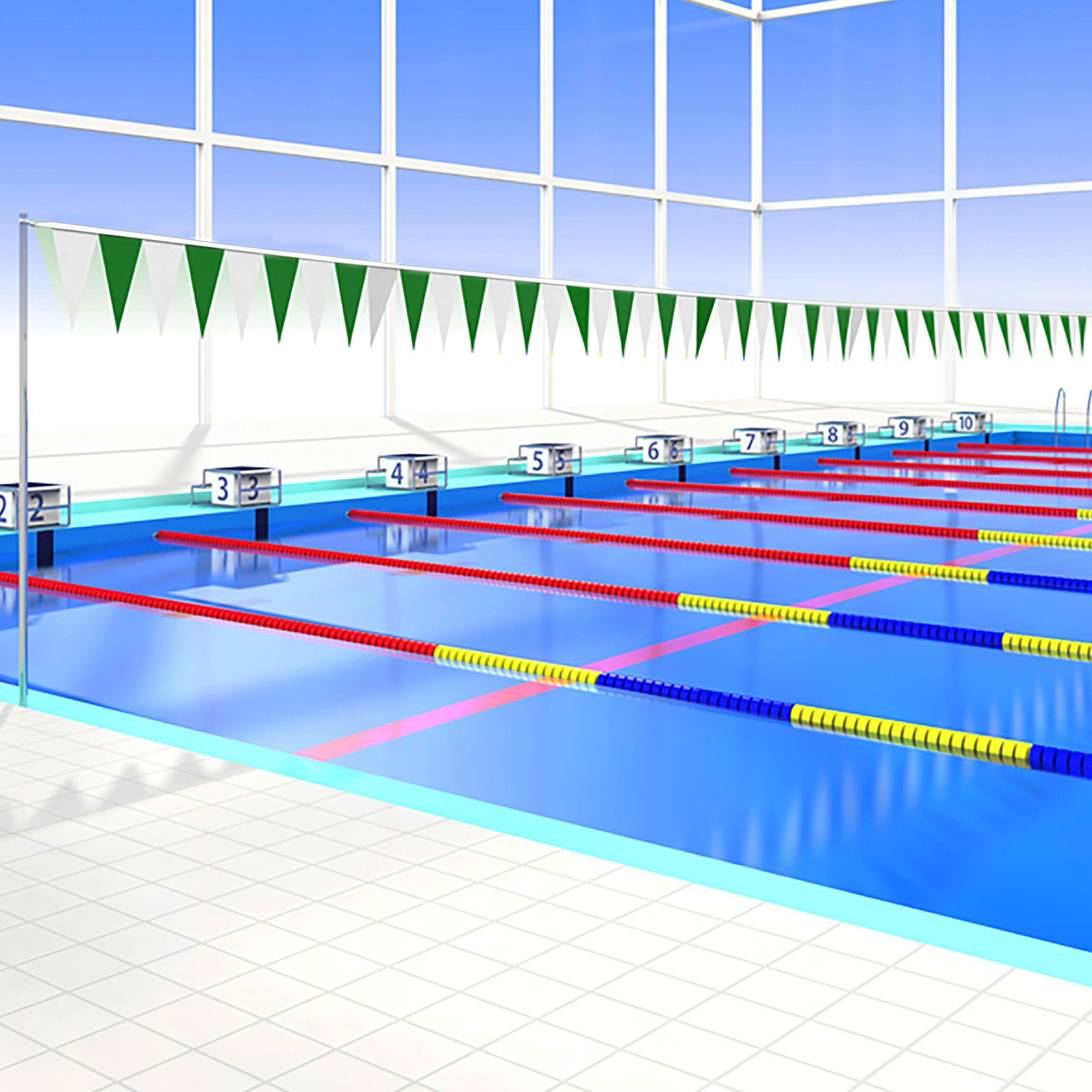 Water Gear Backstroke Flags - Meets All Regulations - Heavy-Duty Vinyl - Great For Swimmers And Divers - Competitive Swim Gear - Green/White