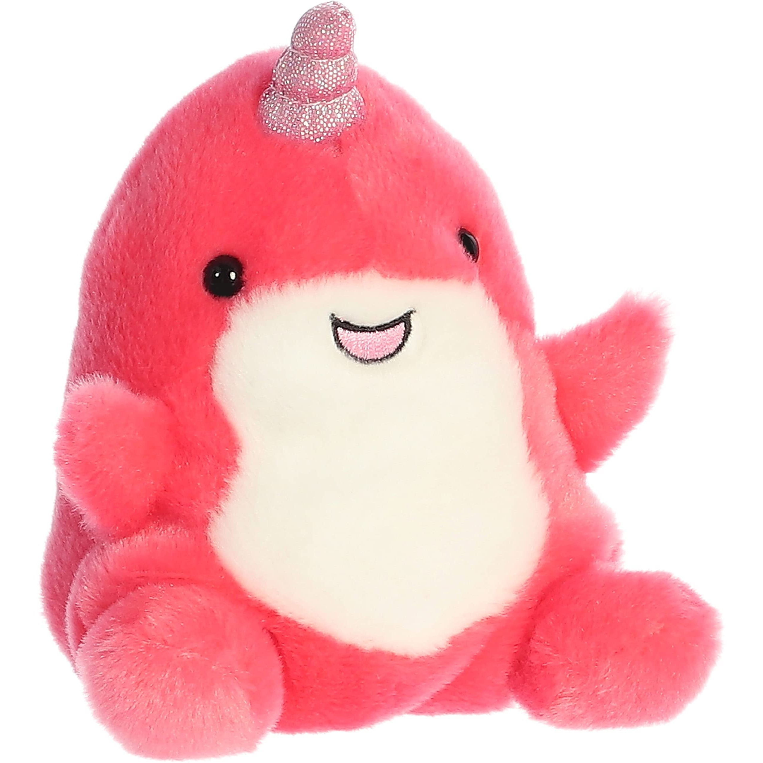 Aurora Adorable Palm Pals Nia Narwhal Stuffed Animal - Pocket-Sized Play - Collectable Fun - Pink 5 Inches