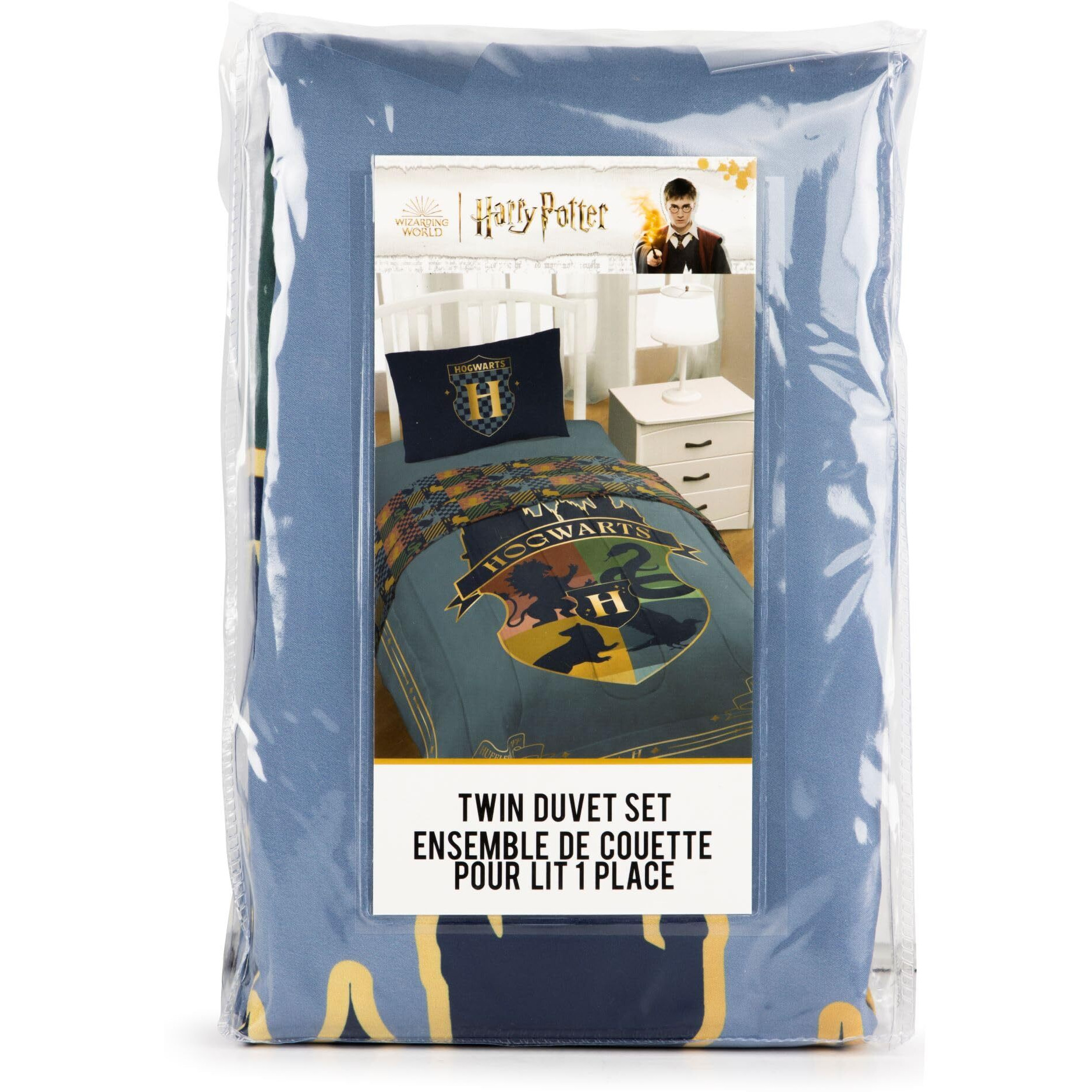 Jay Franco Duvet Cover Set - 2 Piece Comforter Cover And Sham Set  Super Soft Cozy Kids Bedding (Insert Not Included) Blue - Harry Potter  Twin