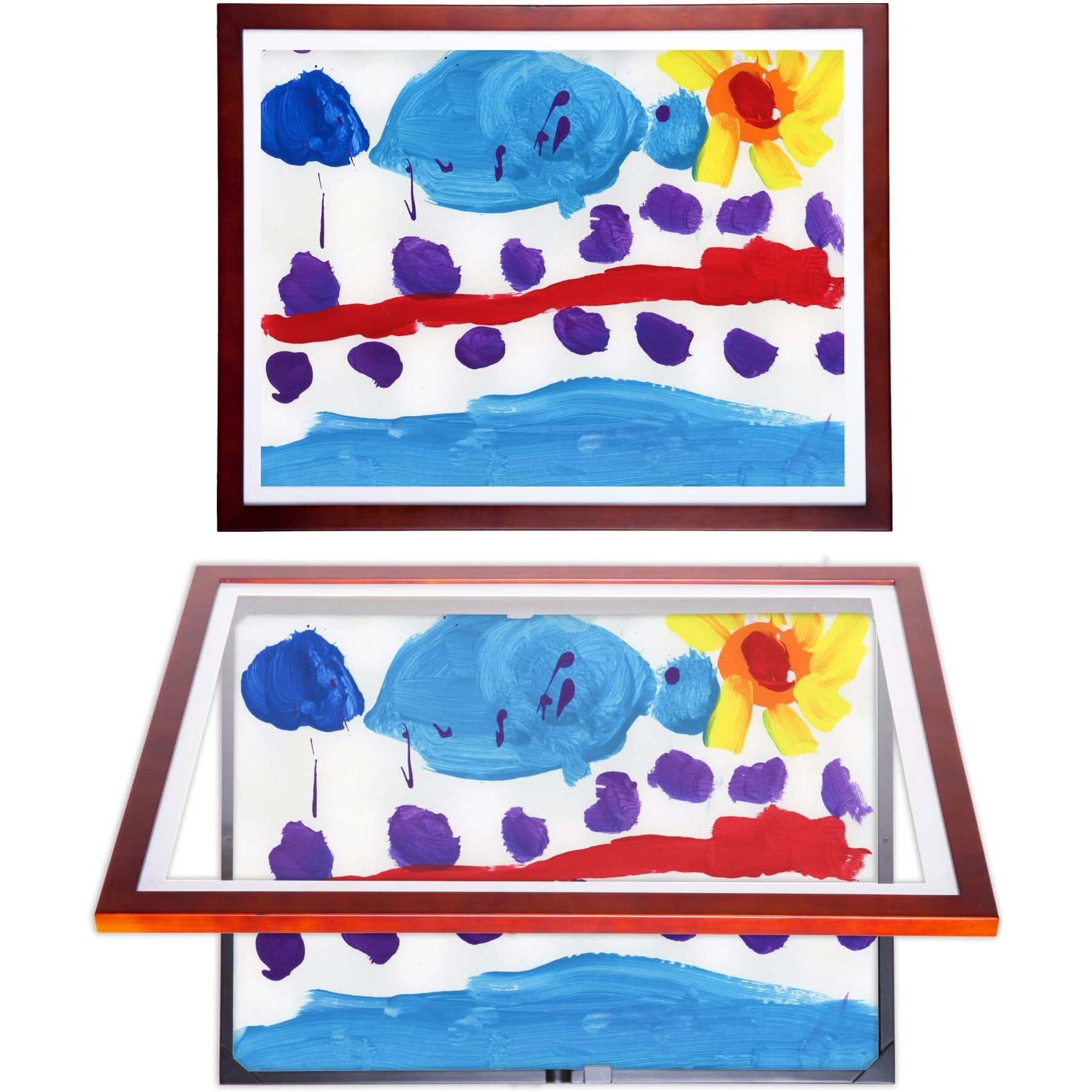 Dynamic Frames Lil Davinci Front-Open 2-Pack Kids Art Frames  Wooden Frames For 18X24 Artwork  Prints & Certificates  Store Up To 50 Per Frame  20.88 X 26.88 Outer Dimensions  Cherry