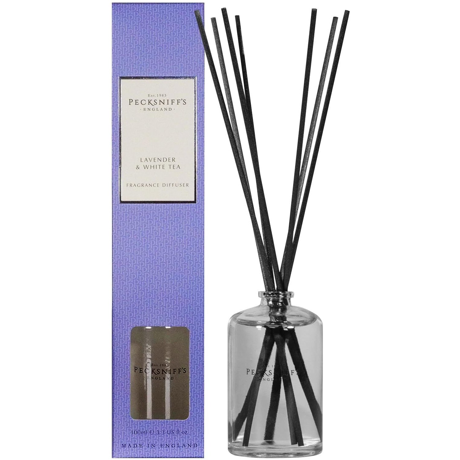 Pecksniffs Classic 100 Ml/ 3.3 Fl Oz Reed Diffuser Set Lavender & White Tea