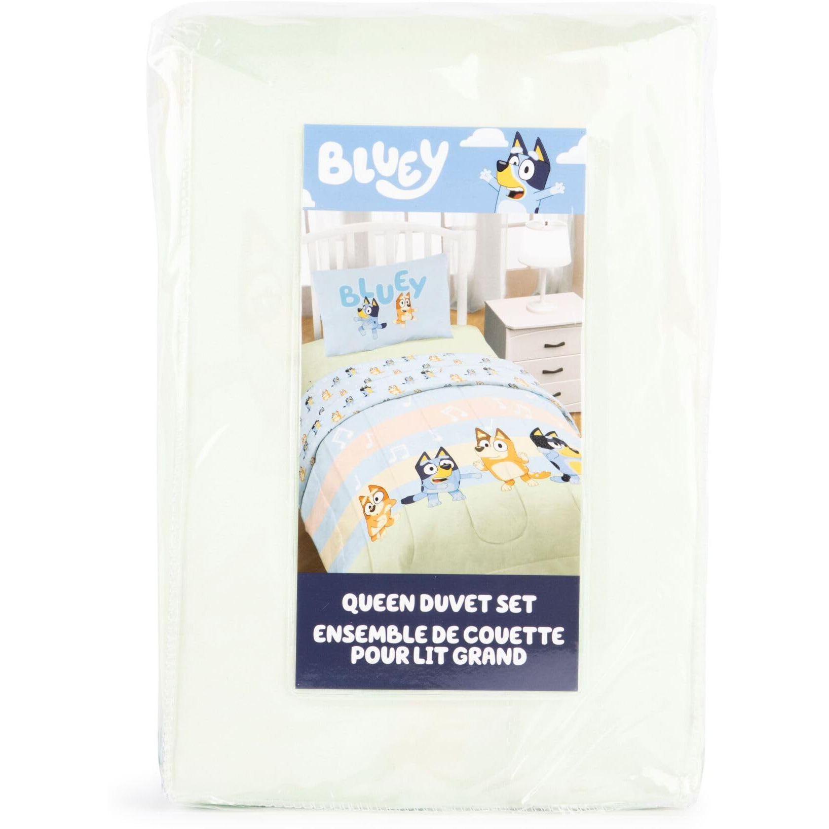 Jay Franco Duvet Cover Set - 3 Piece Comforter Cover And Sham Set  Super Soft Cozy Kids Bedding (Insert Not Included) Multi - Bluey  Queen