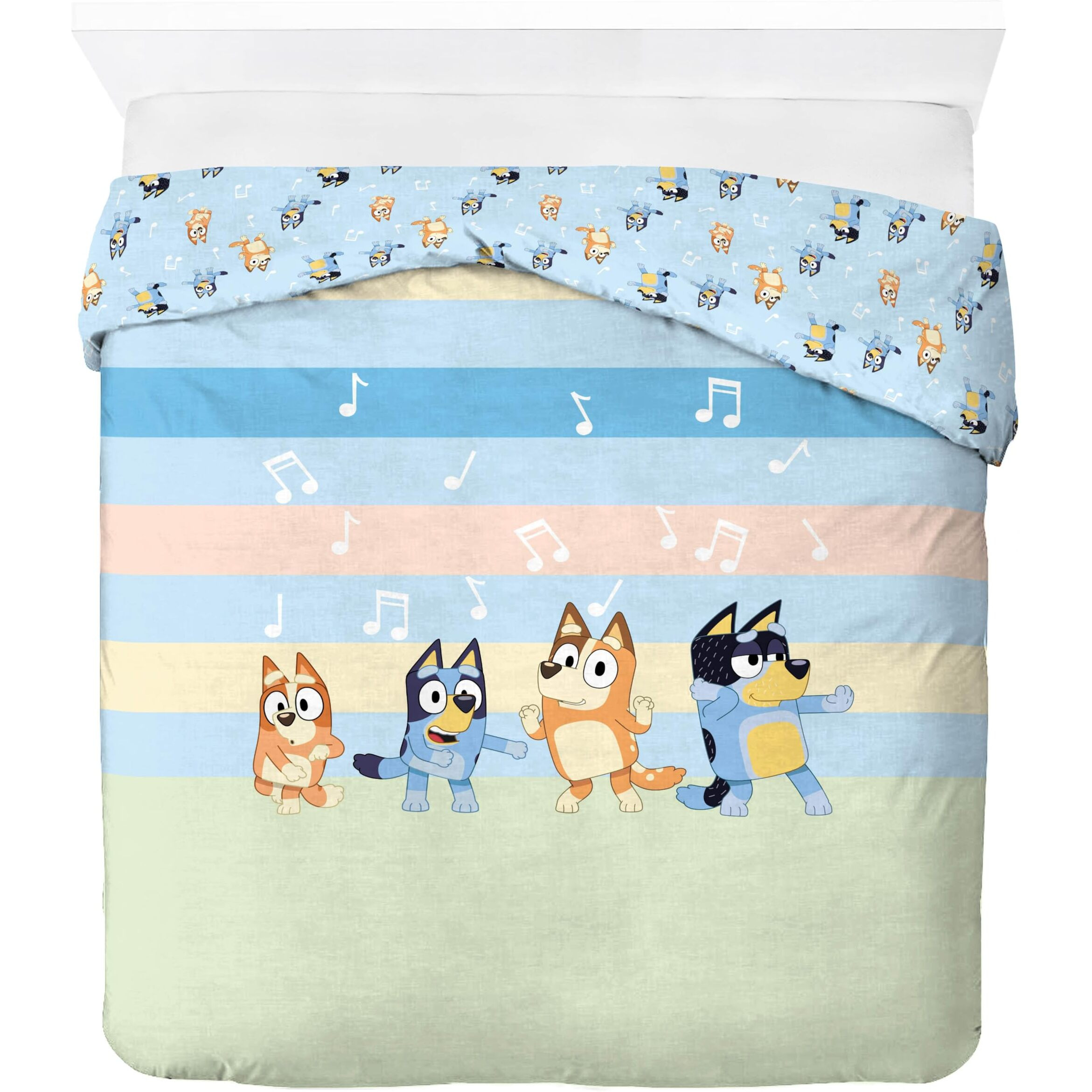 Jay Franco Duvet Cover Set - 3 Piece Comforter Cover And Sham Set  Super Soft Cozy Kids Bedding (Insert Not Included) Multi - Bluey  Queen