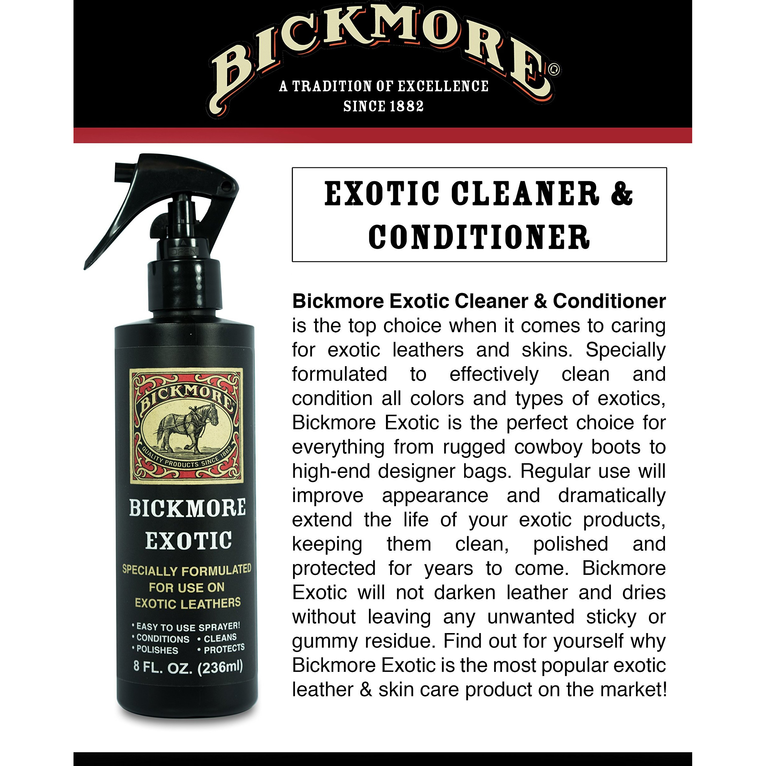 Bickmore Exotic 8Oz (2-Pack) - Specially Formulated Leather Spray Used To Clean Condition Polish And Protect Exotic Leathers & Reptile Skins