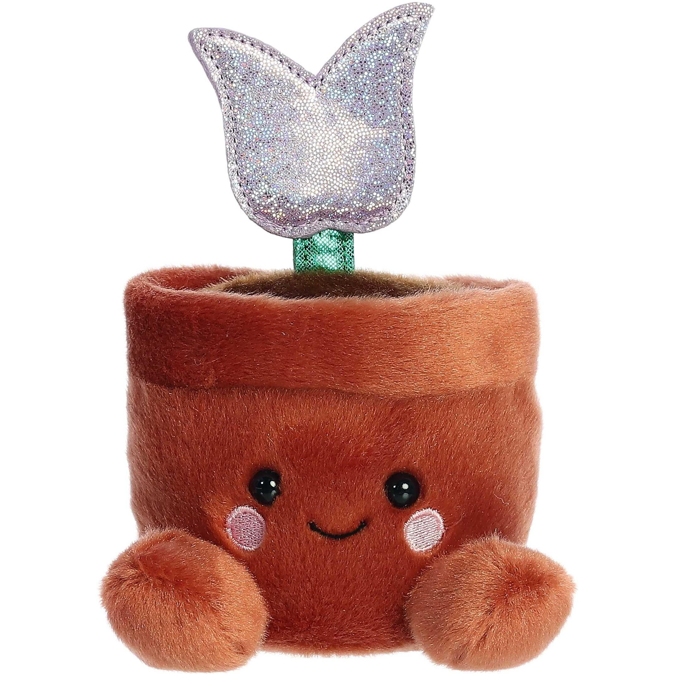 Aurora Adorable Palm Pals Holland Potted Tulip Stuffed Animal - Pocket-Sized Play - Collectable Fun - Brown 5 Inches