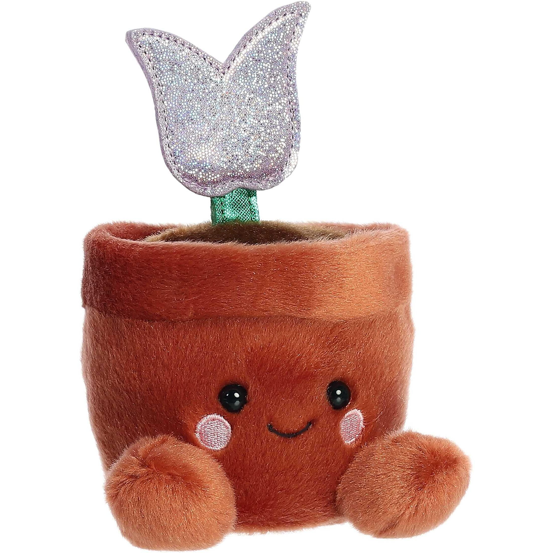 Aurora Adorable Palm Pals Holland Potted Tulip Stuffed Animal - Pocket-Sized Play - Collectable Fun - Brown 5 Inches