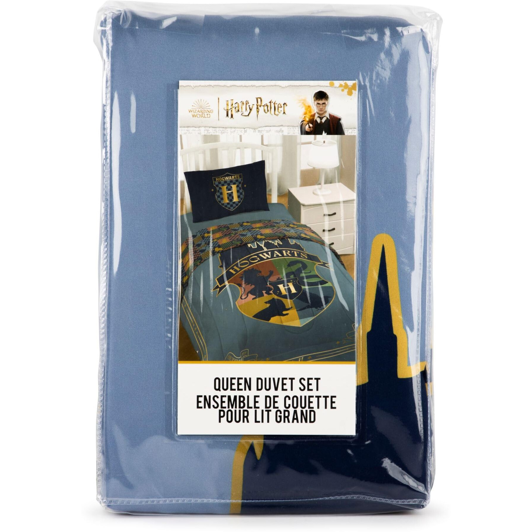 Jay Franco Duvet Cover Set - 3 Piece Comforter Cover And Sham Set  Super Soft Cozy Kids Bedding (Insert Not Included) Blue - Harry Potter  Queen