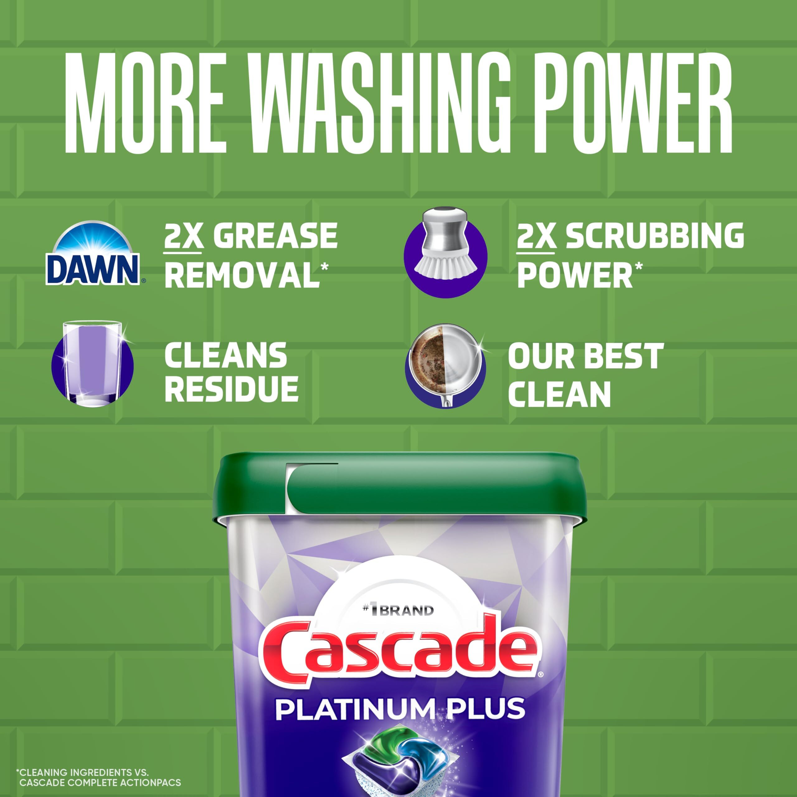 Cascade Platinum Plus Dishwasher Pods  Dishwasher Detergent  Dish Detergent Soap  Fresh  57 Count