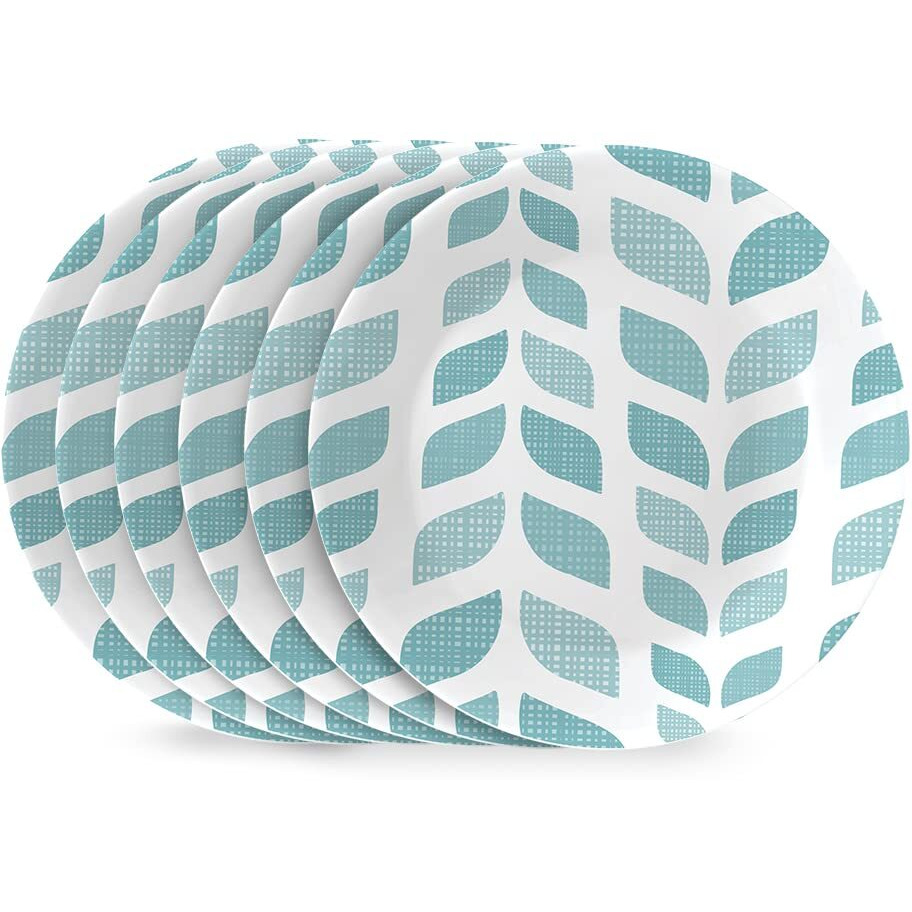 Corelle Global Collection Vitrelle 6-Piece Appetizer Plates Set  Triple Layer Glass And Eco-Friendly  6-3/4-Inch Lightweight Round Plates  Northern Pines