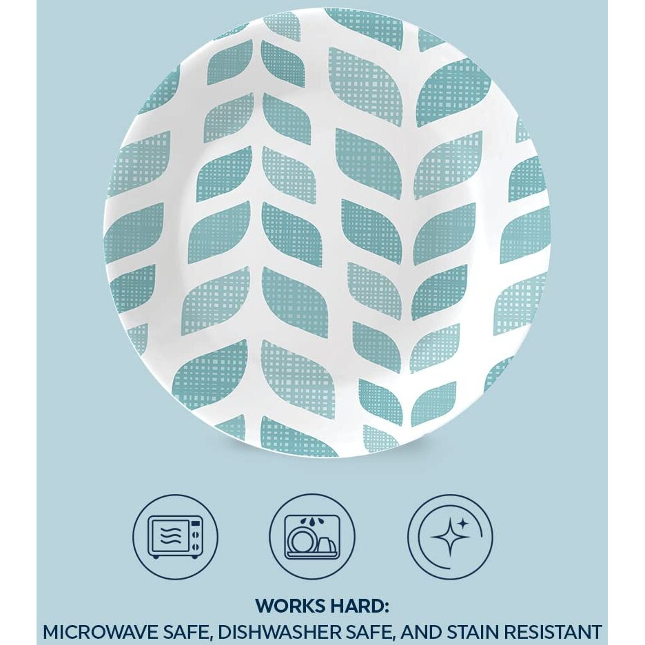 Corelle Global Collection Vitrelle 6-Piece Appetizer Plates Set  Triple Layer Glass And Eco-Friendly  6-3/4-Inch Lightweight Round Plates  Northern Pines