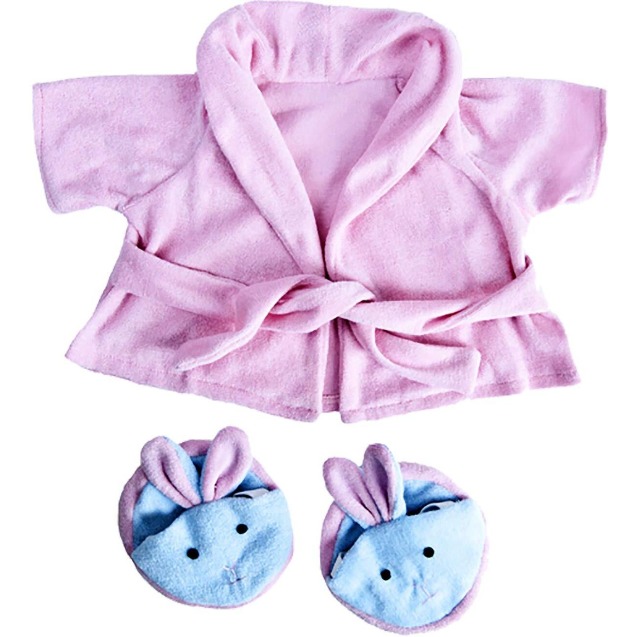 Pink Bathrobe W/Bunny Slippers Teddy Bear Clothes Fits Most 14"" - 18"" Build-A-Bear  And Make Your Own Stuffed Animals