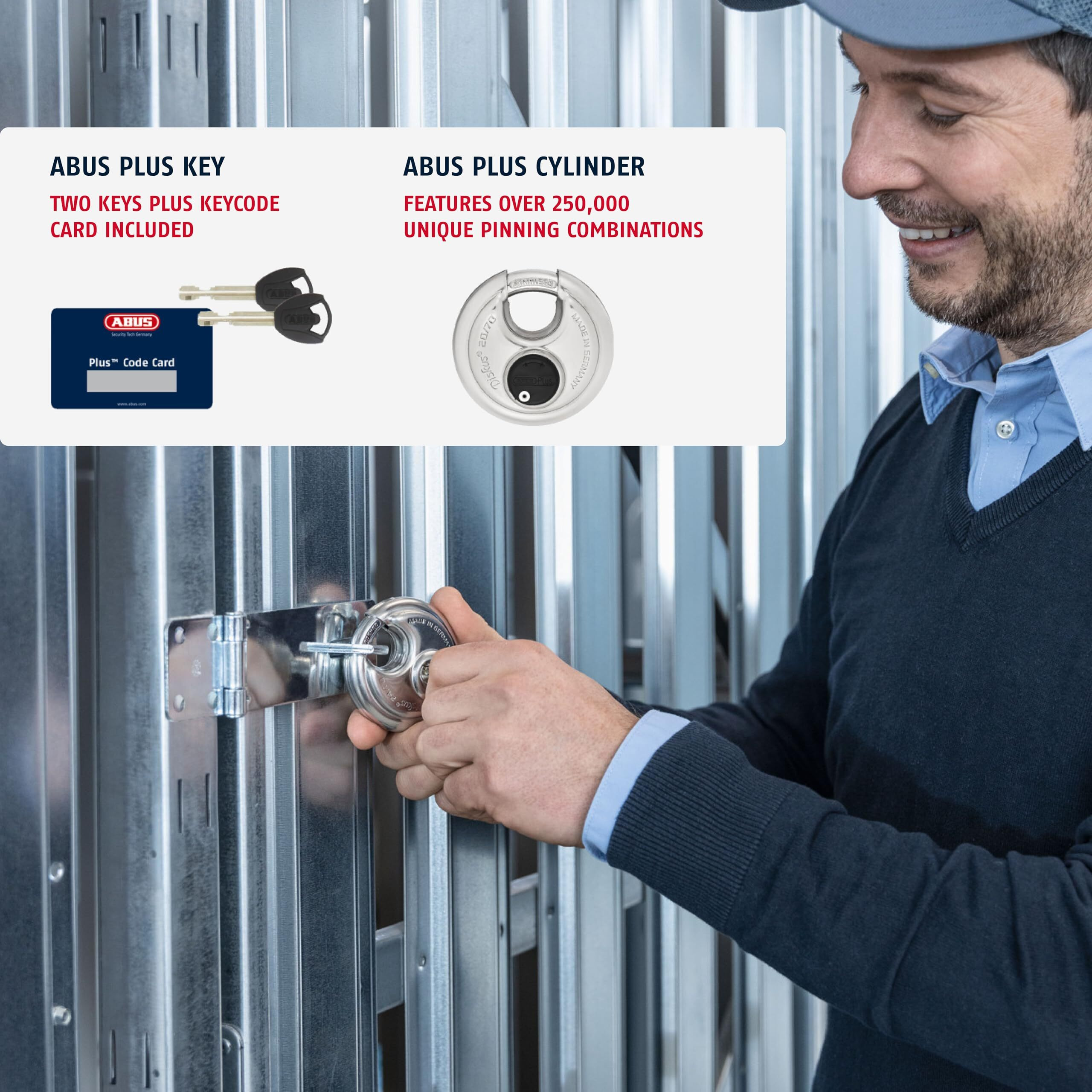 6 Pack Abus Diskus 20/70 Heavy Duty Stainless Steel Disk Padlock - Rustproof Storage Lock With 3/8"" Shackle - Made In Germany - Keyed Alike Code 161262