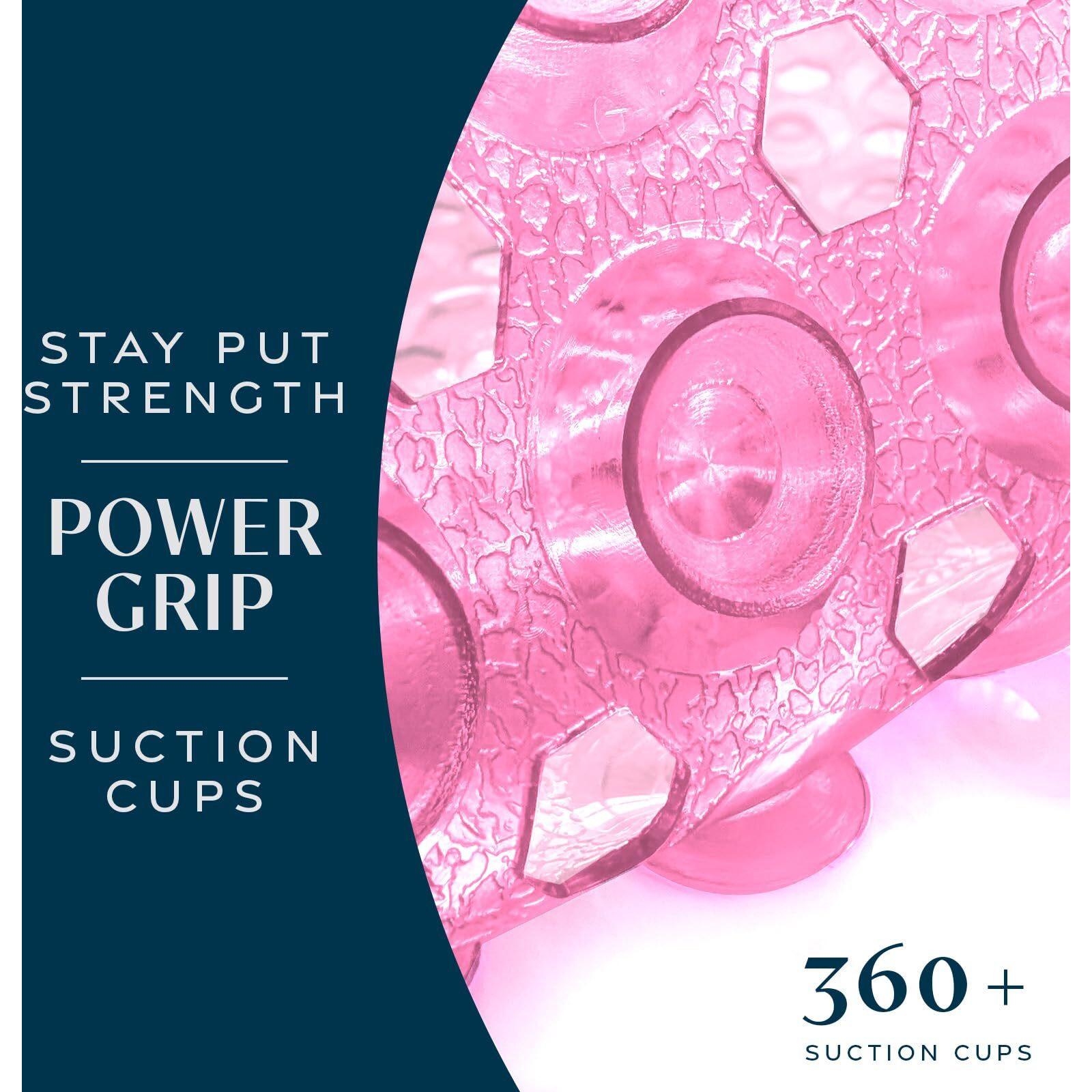 Slipx Solutions Power Grip 39X16 Bathtub & Shower Mat | Premium Non-Slip Bath Safety | Clear Pink