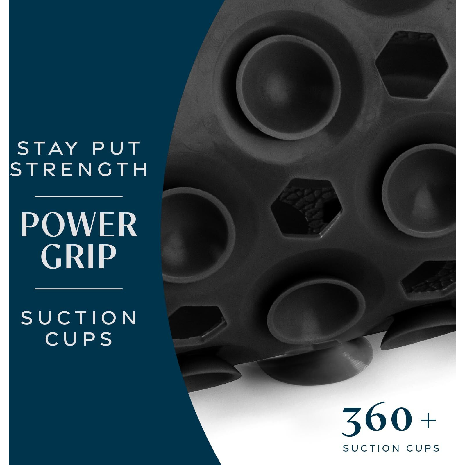 Slipx Solutions Power Grip 39X16 Bathtub & Shower Mat | Premium Non-Slip Bath Safety | Solid Black