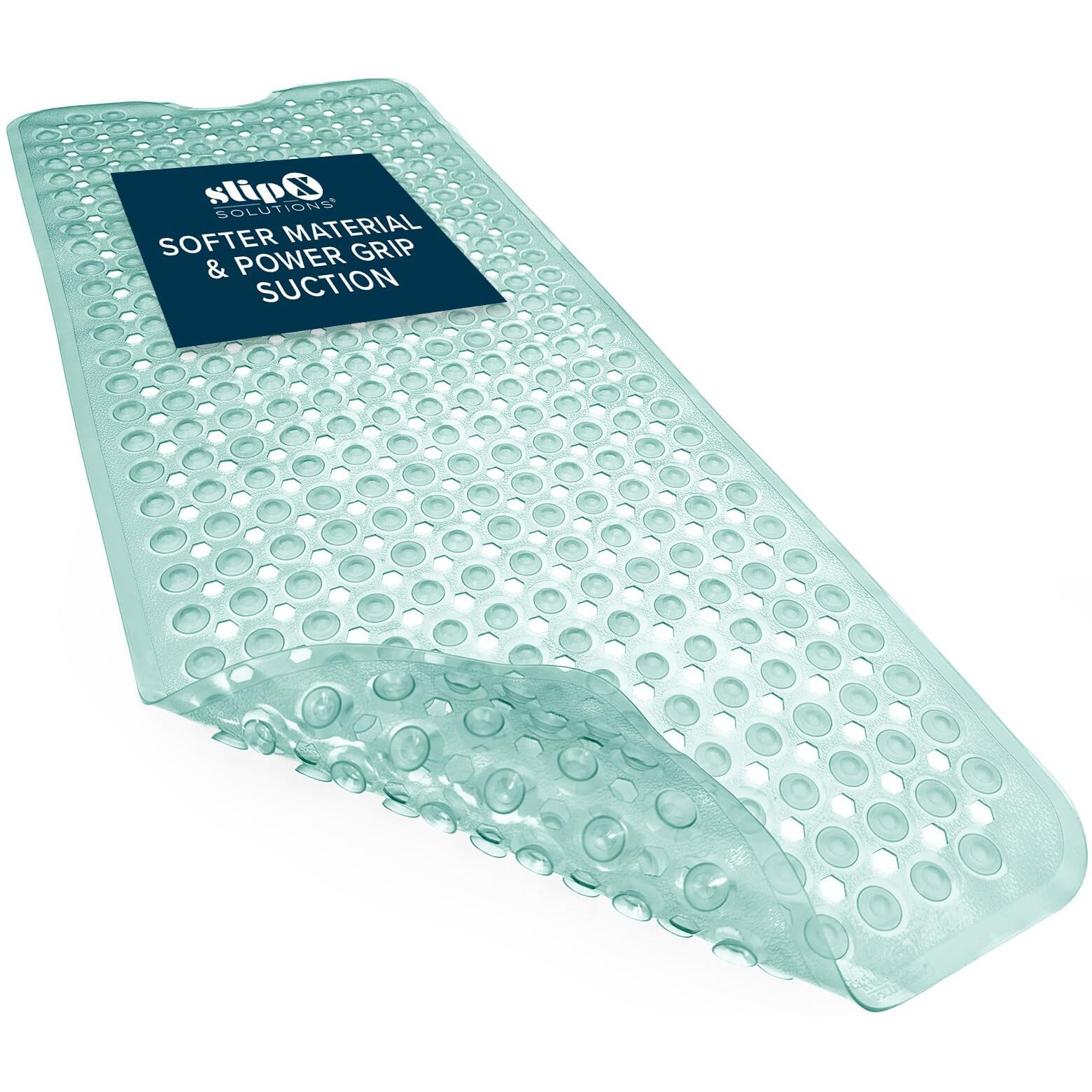 Slipx Solutions Power Grip 39X16 Bathtub & Shower Mat | Premium Non-Slip Bath Safety | Clear Light Green